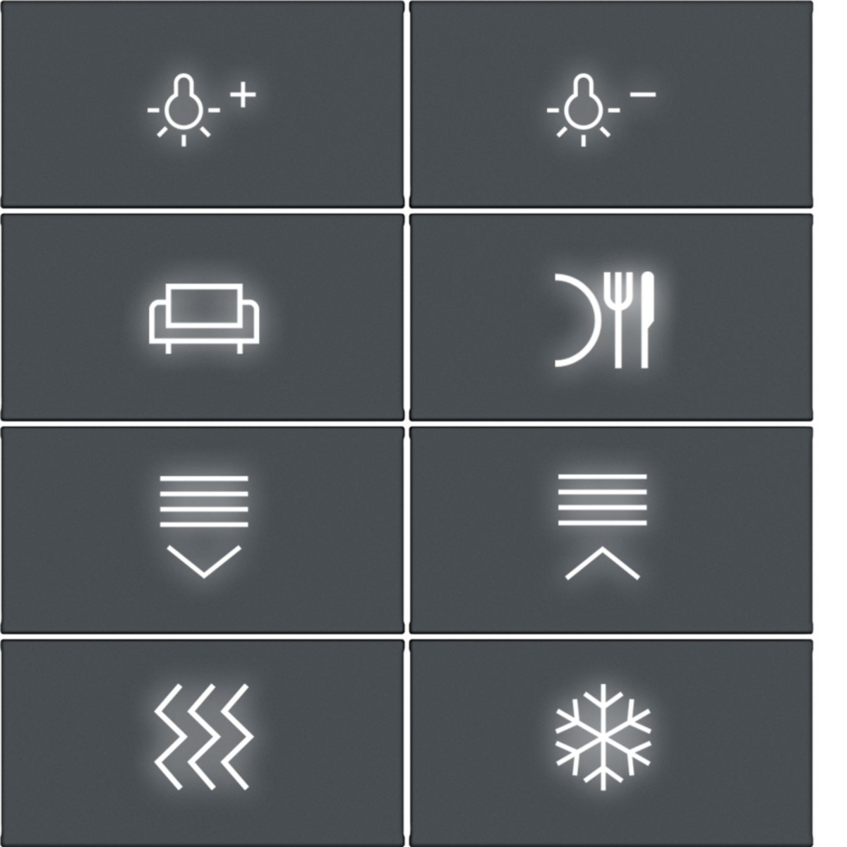 Hager A.x/C.x Afdekking KNX drukknop, 8-V., met achtergrondverl., A.X/C.X, antraciet