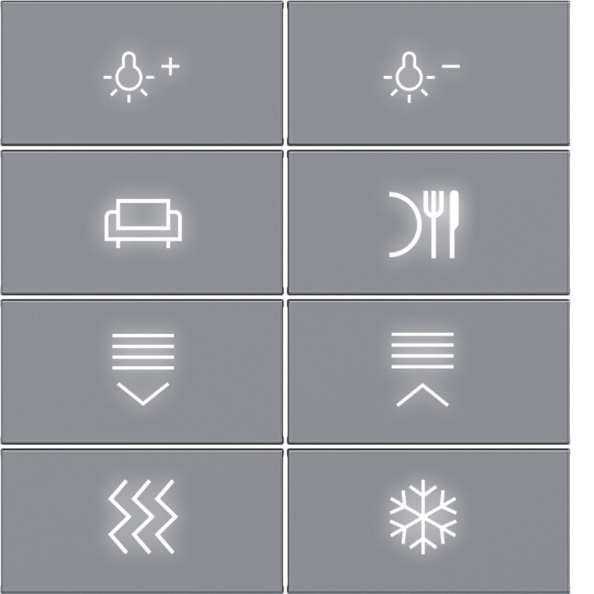 Hager A.x/C.x Afdekking KNX drukknop, 8-V., met achtergrondverl., A.X/C.X, titaan
