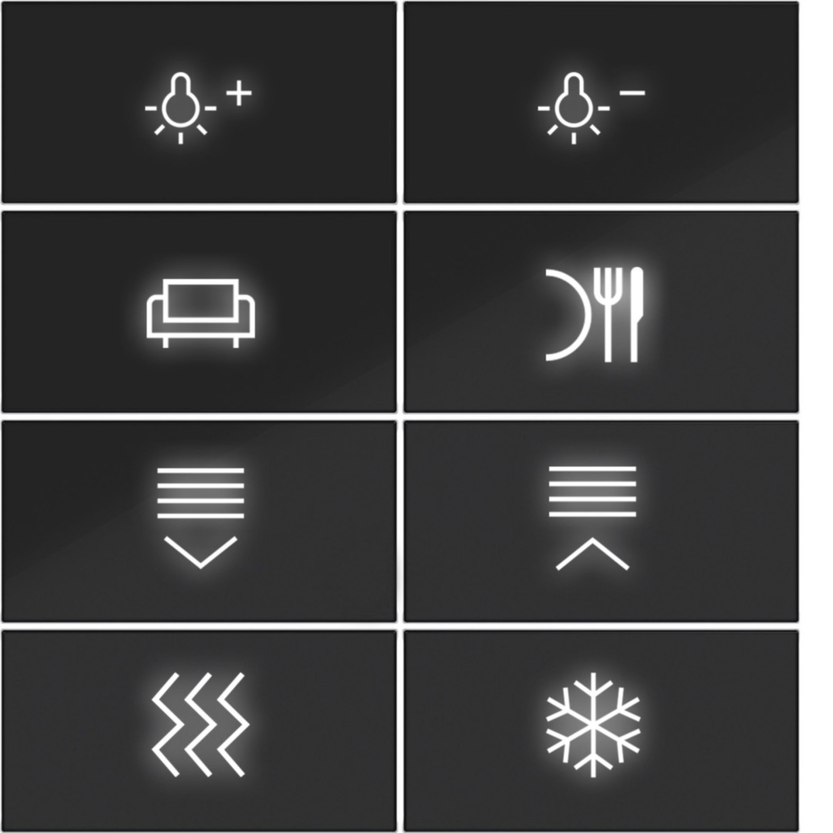 Hager A.x/C.x Afdekking KNX taster, 8-V., met achtergrondverl., A.X/C.X, zwart GL.