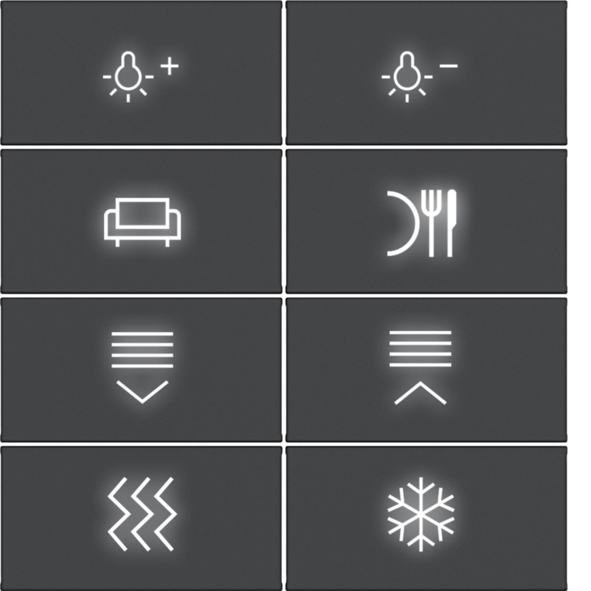 Hager A.x/C.x Afdekking KNX taster, 8-V., met achtergrondverl., A.X/C.X, zwart mat