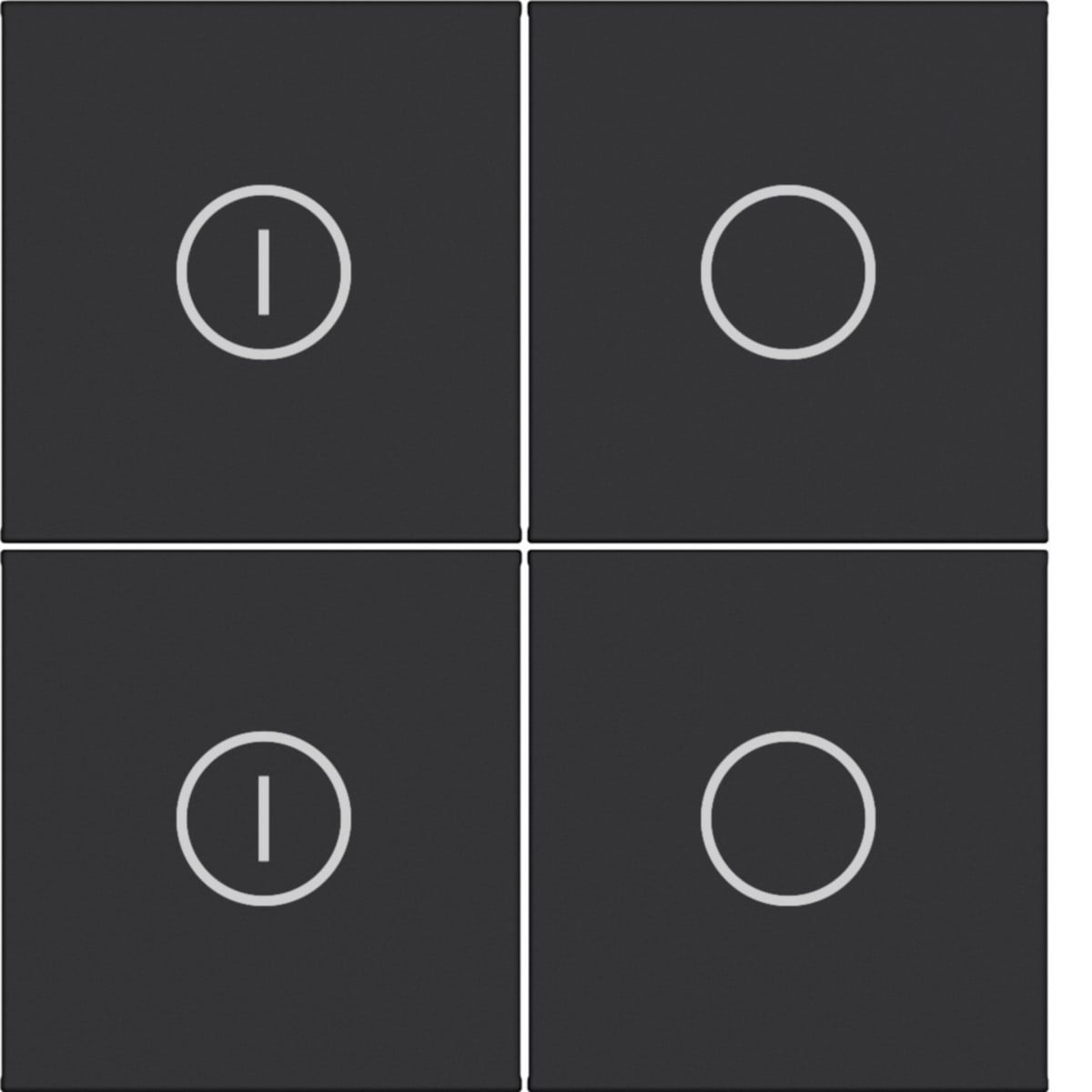 Hager A.x/C.x Toets KNX taster - 4-voudig, opdruk aan/uit, A.X/C.X, zwart mat