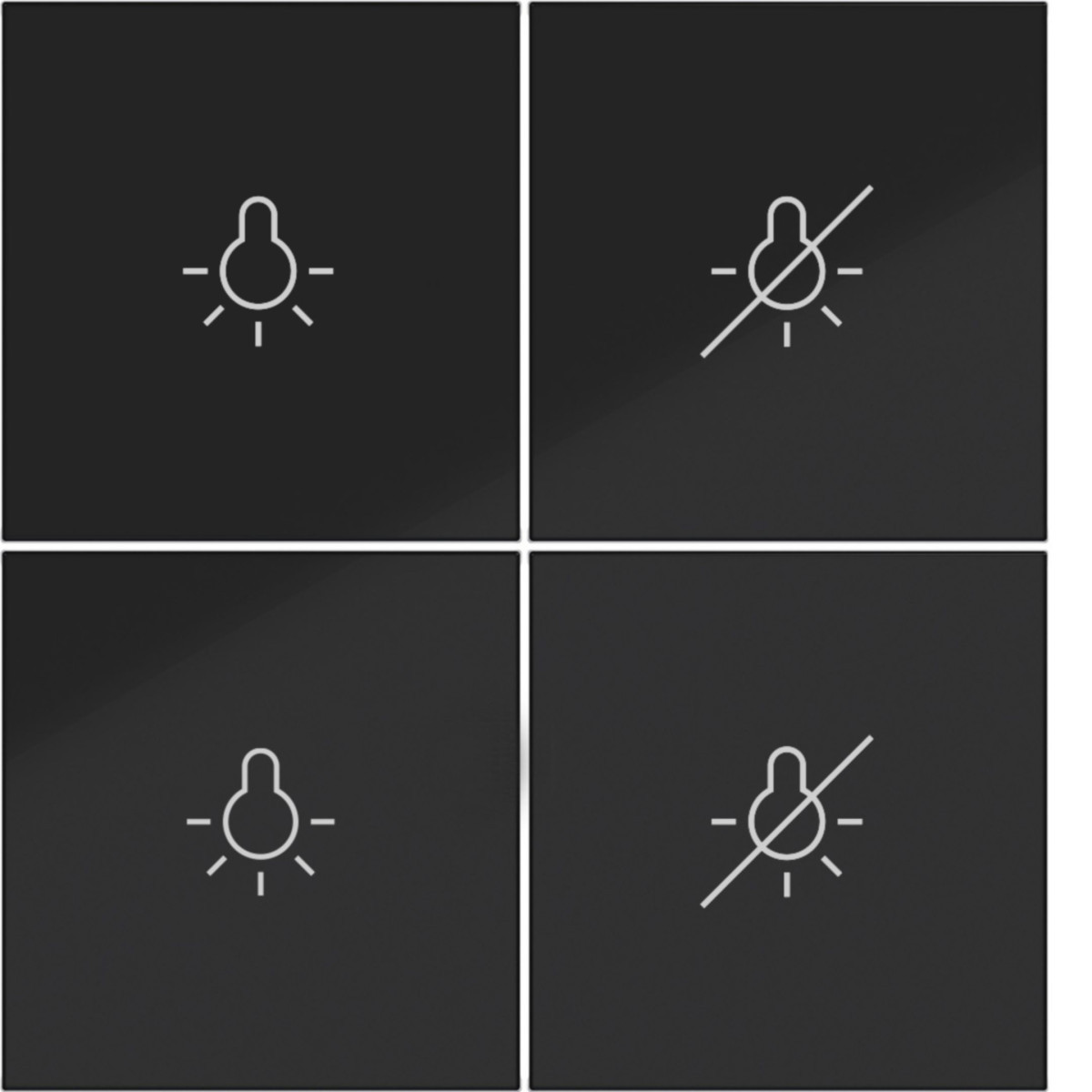 Hager A.x/C.x Toets KNX taster - 4-V, opdruk licht aan/uit, A.X/C.X, zwart glanzend