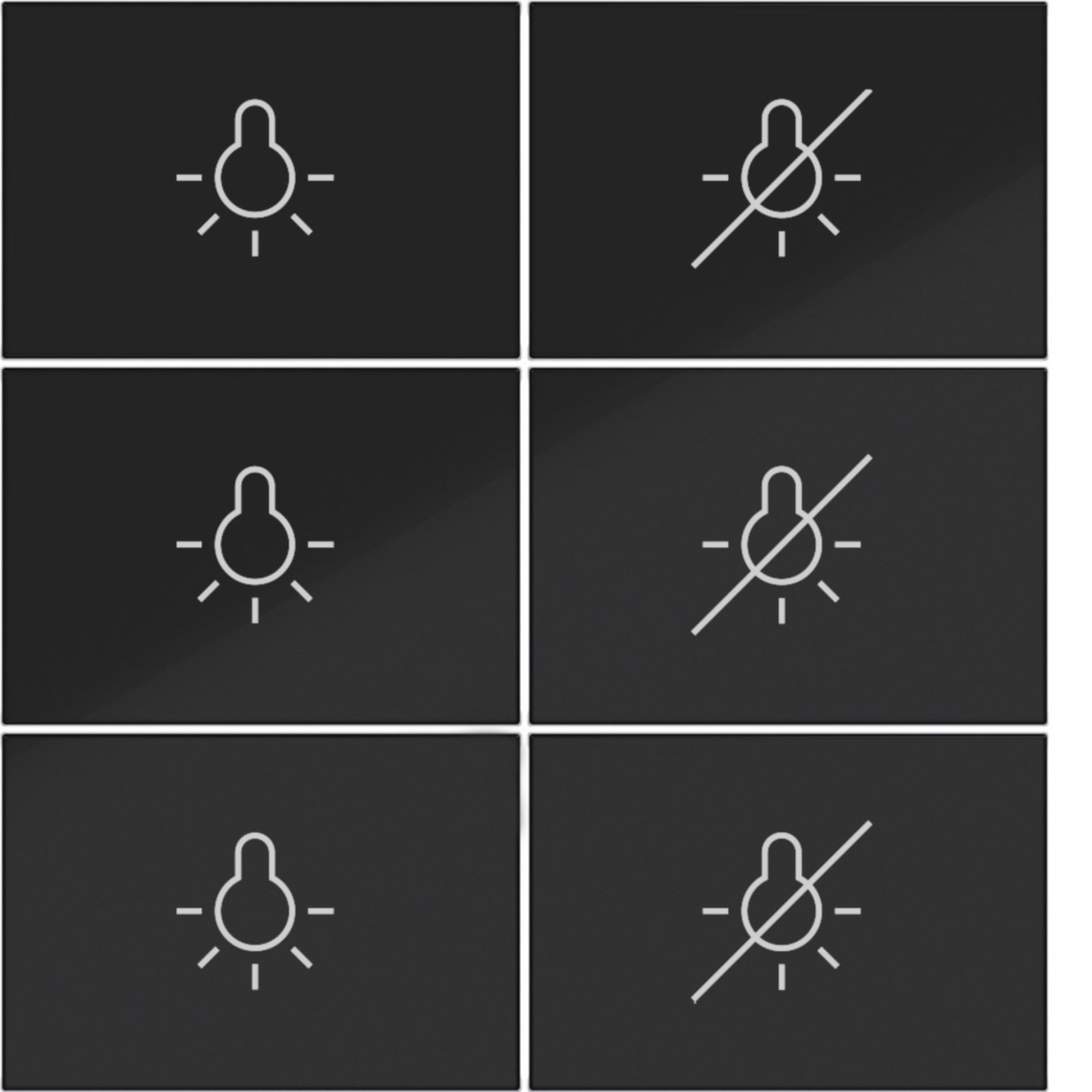 Hager A.x/C.x Toets KNX taster - 6-V, opdruk licht aan/uit, A.X/C.X, zwart glanzend