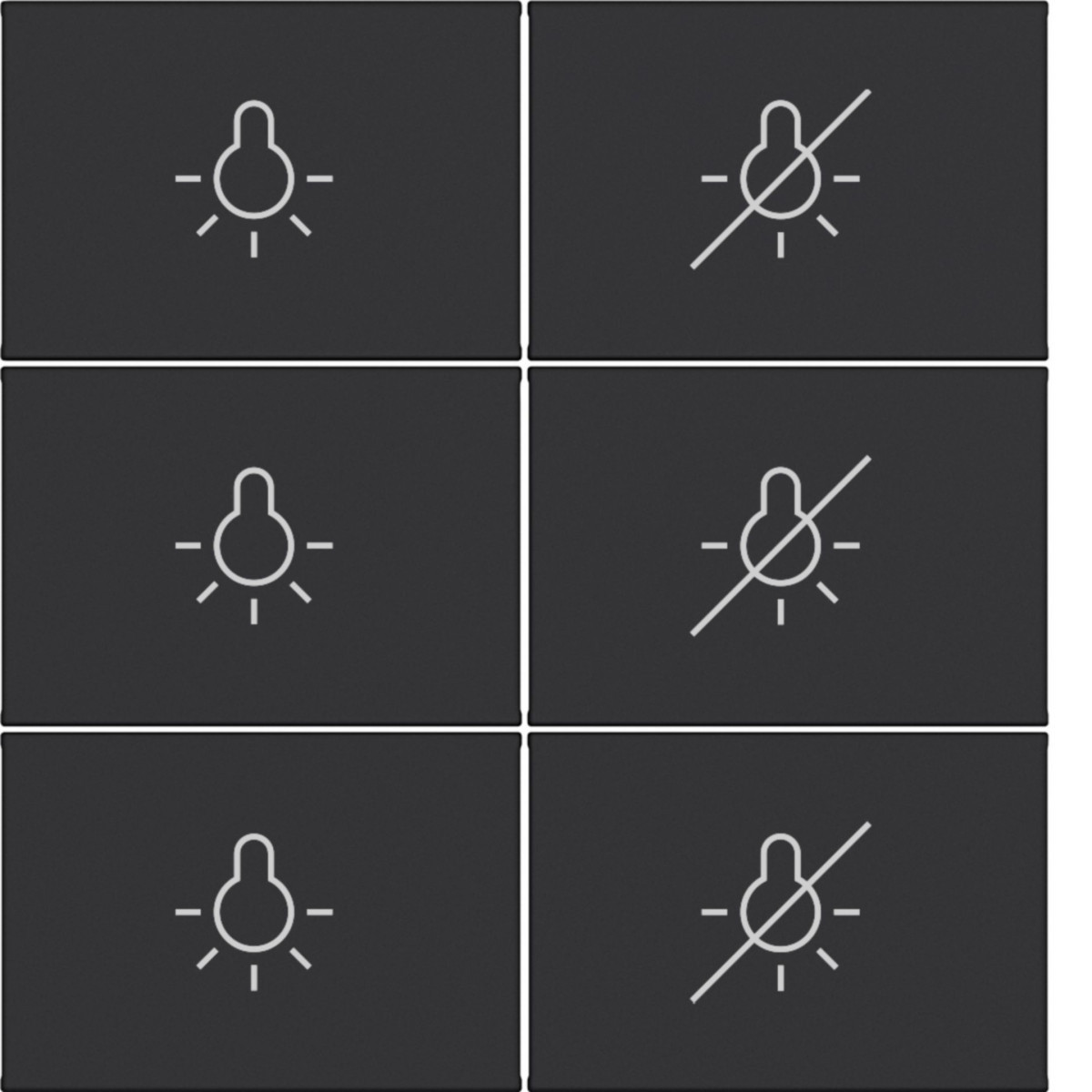 Hager A.x/C.x Toets KNX taster - 6-voudig, opdruk licht aan/uit, A.X/C.X, zwart mat