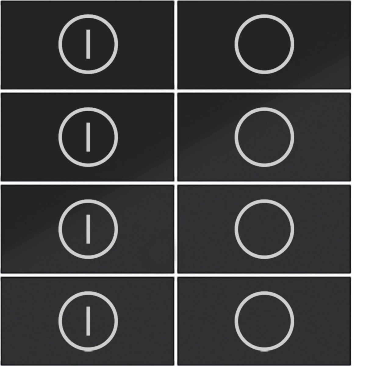 Hager A.x/C.x Toets KNX taster - 8-voudig, opdruk aan/uit, A.X/C.X, zwart glanzend