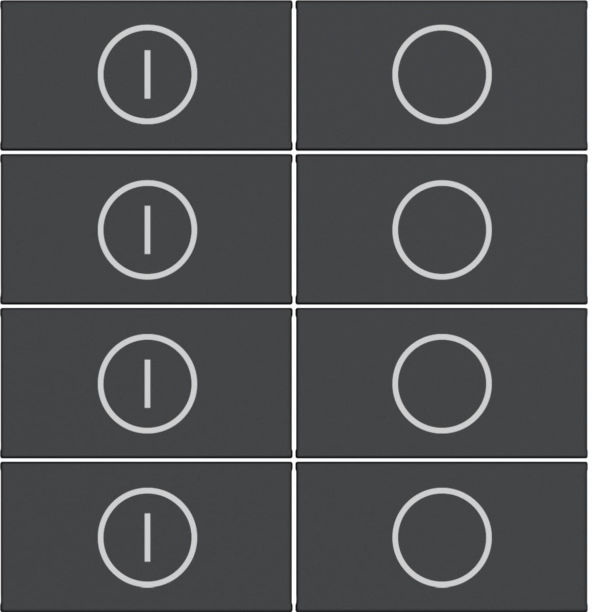 Hager A.x/C.x Toets KNX taster - 8-voudig, opdruk aan/uit, A.X/C.X, zwart mat