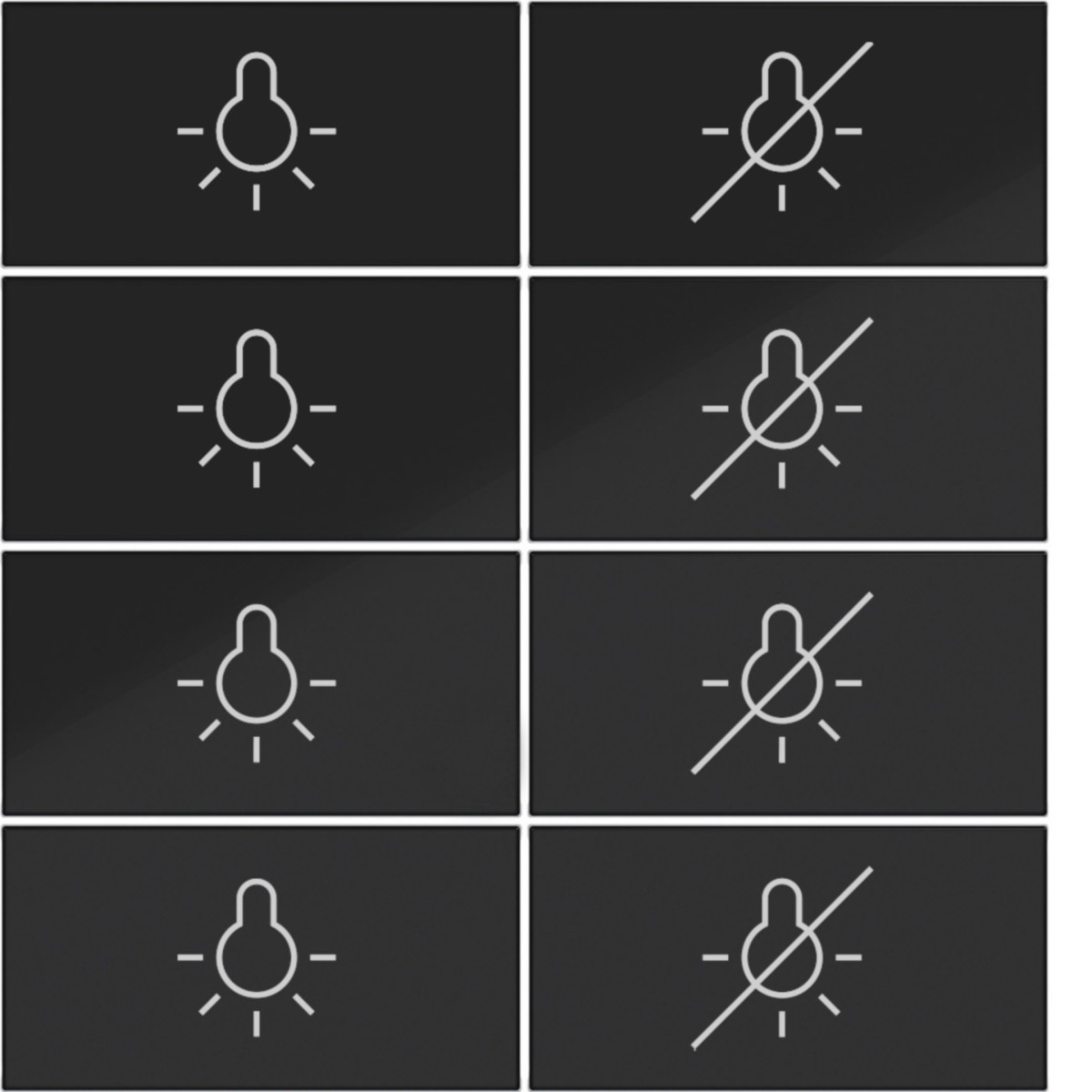 Hager A.x/C.x Toets KNX taster - 8-V, opdruk licht aan/uit, A.X/C.X, zwart glanzend