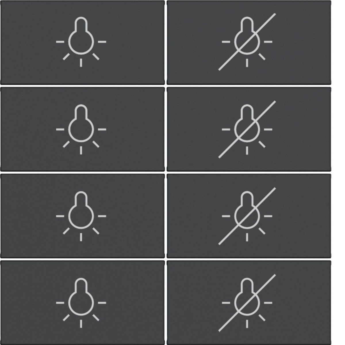 Hager A.x/C.x Toets KNX taster - 8-voudig, opdruk licht aan/uit, A.X/C.X, zwart mat
