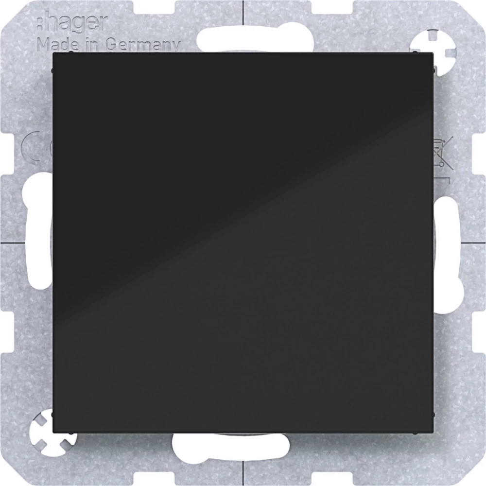Hager A.x/C.x Blindplaat Met centraalplaat, A.X/C.X, nachtzwart glanzend