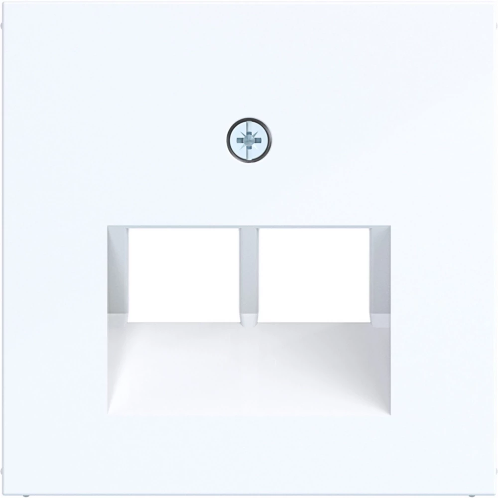 Hager A.x/C.x Centraalpl Datacontactdoos 2-V, schuine uitgang, A.X/C.X lichtwit GLZ.