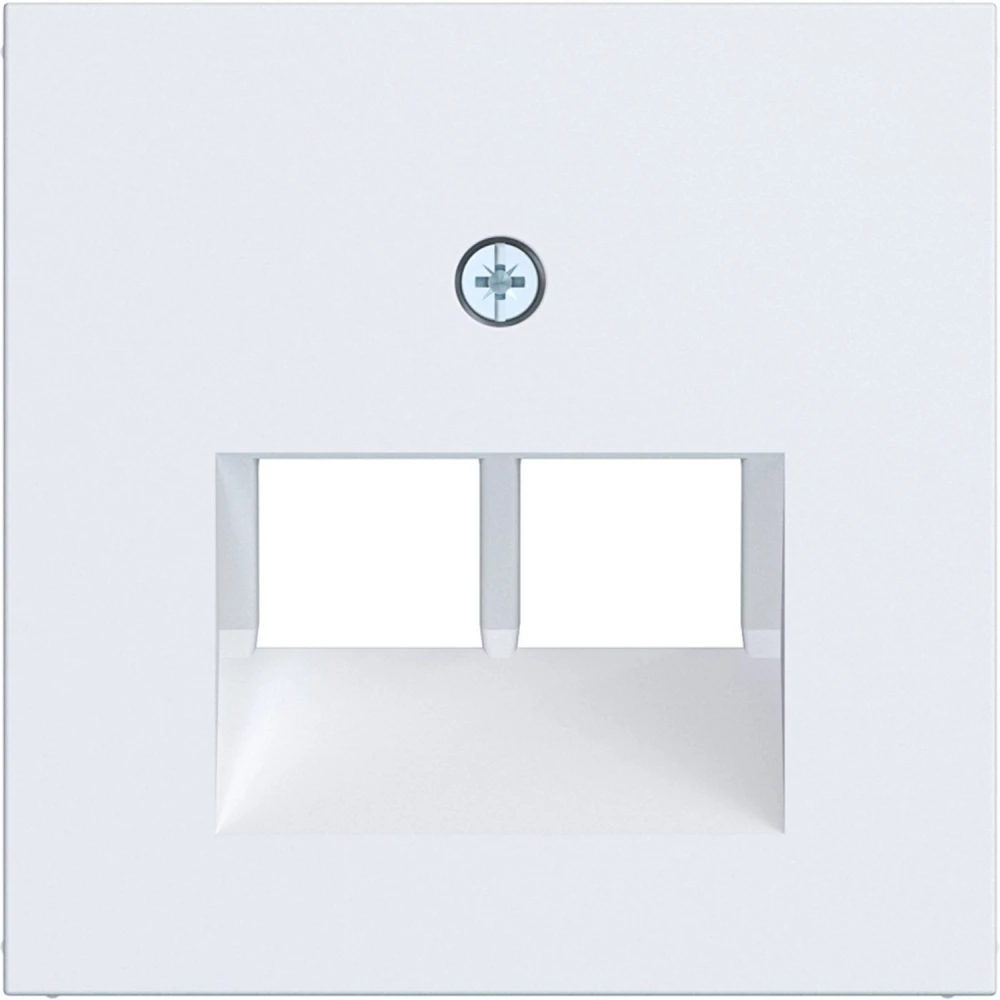 Hager A.x/C.x Centraalpl Datacontactdoos 2-V, schuine uitgang, A.X/C.X lichtwit mat