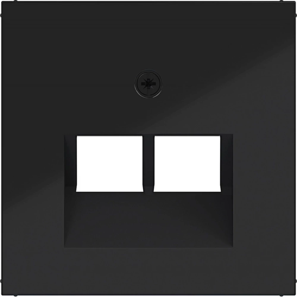 Hager A.x/C.x Centraalpl Datacontactdoos 2-V, schuine uitgang, A.X/C.X, zwart GL.