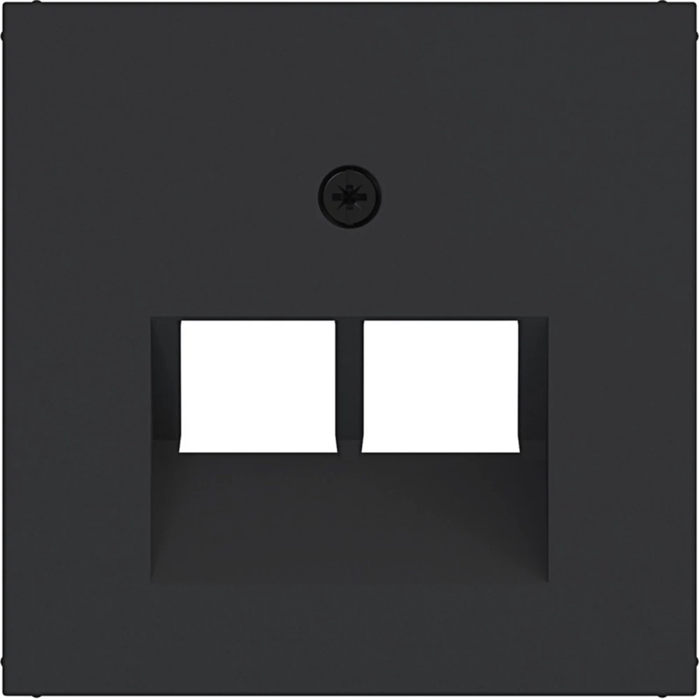 Hager A.x/C.x Centraalpl Datacontactdoos 2-V, schuine uitgang, A.X/C.X, zwart mat