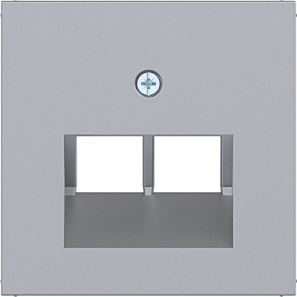 Hager A.x/C.x Centraalpl Datacontactdoos 2-voudig, schuine uitgang, A.X/C.X, titaan