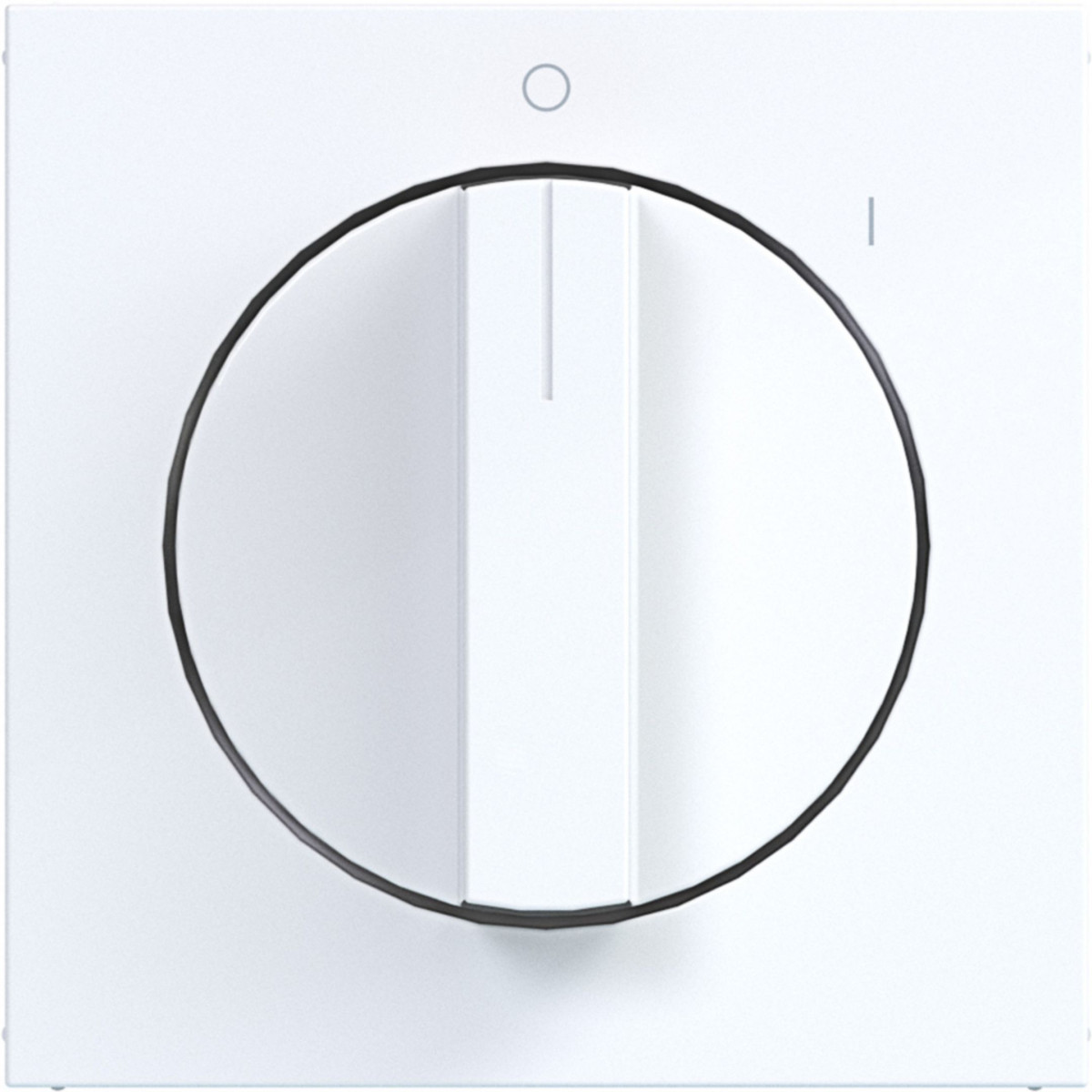 Hager A.x/C.x Centraalplaat Draaischakelaar, met opdruk 0-1, A.X/C.X lichtwit GLZ.