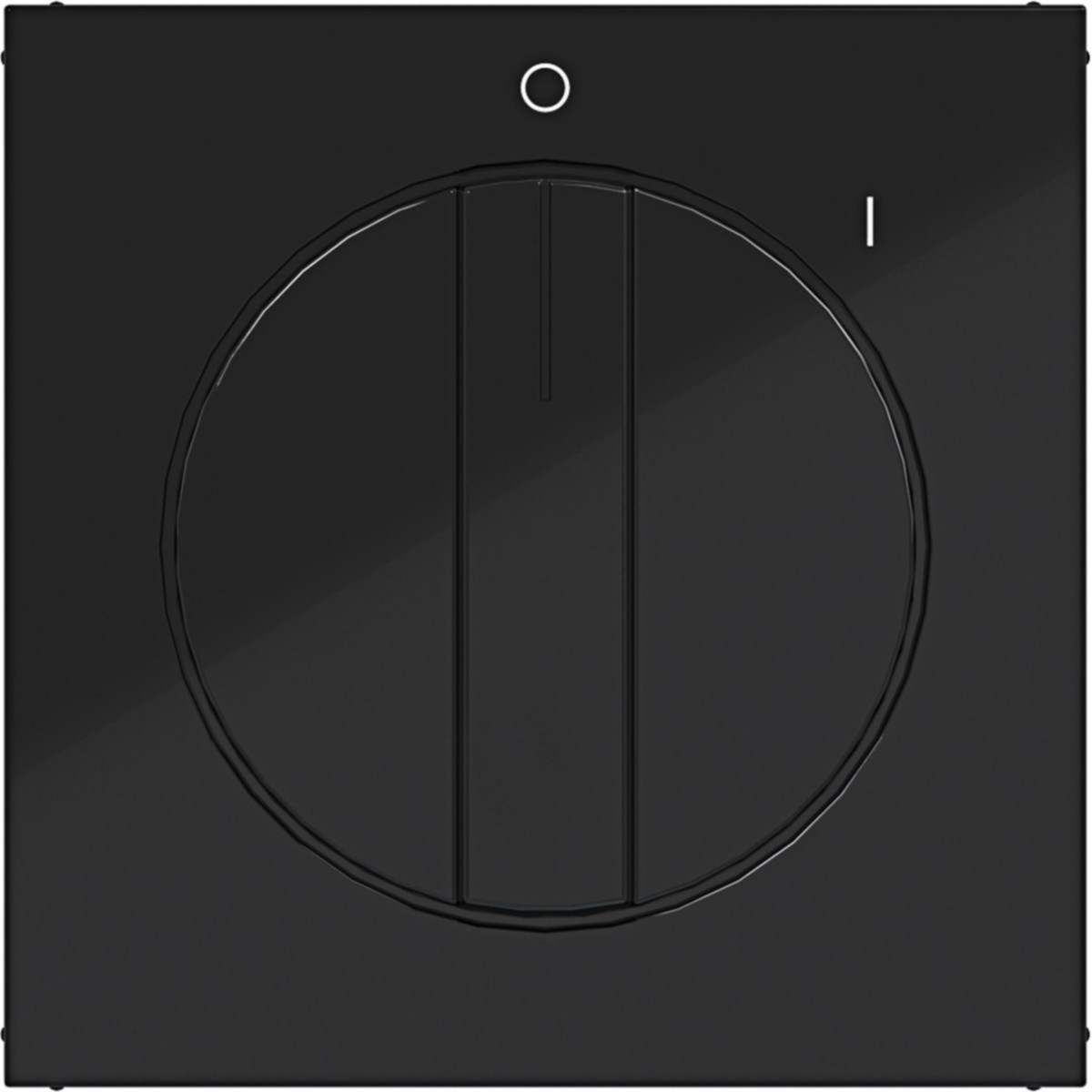 Hager A.x/C.x Centraalplaat Draaischakelaar, met opdruk 0-1, A.X/C.X nachtzwart GLZ.