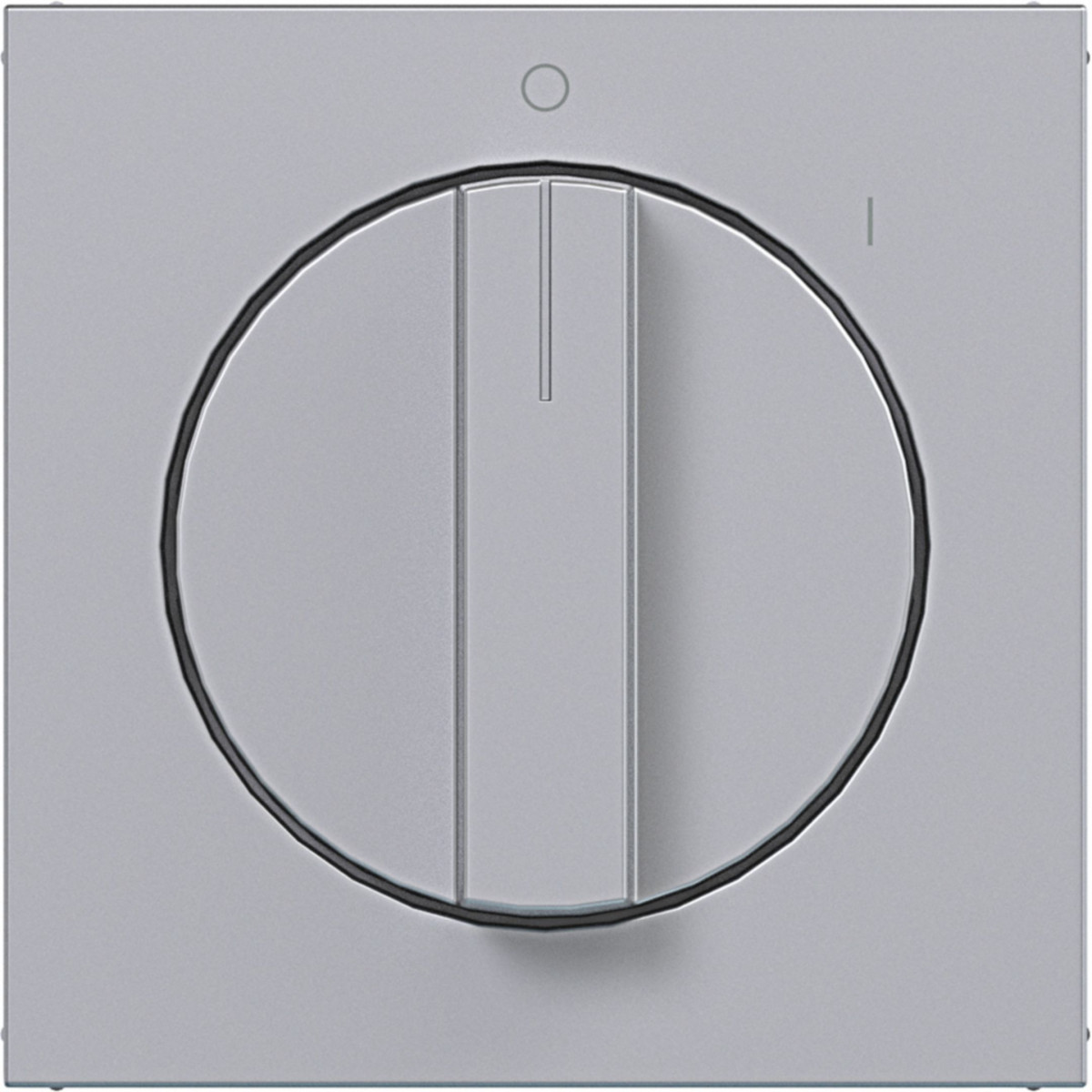 Hager A.x/C.x Centraalplaat Draaischakelaar, met opdruk 0-1, A.X/C.X titaan