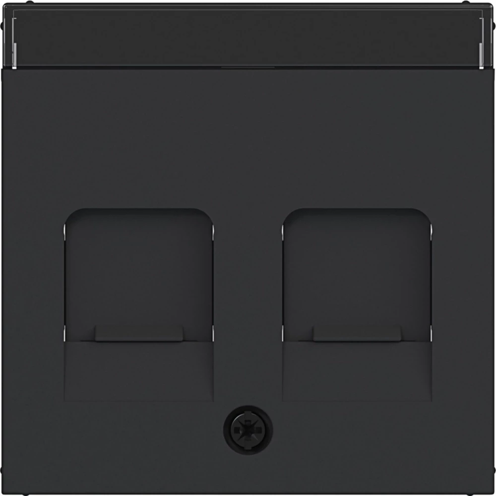 Hager A.x/C.x Centraalplaat Keystone 2-V, stofsch., tekstveld, A.X/C.X zwart mat