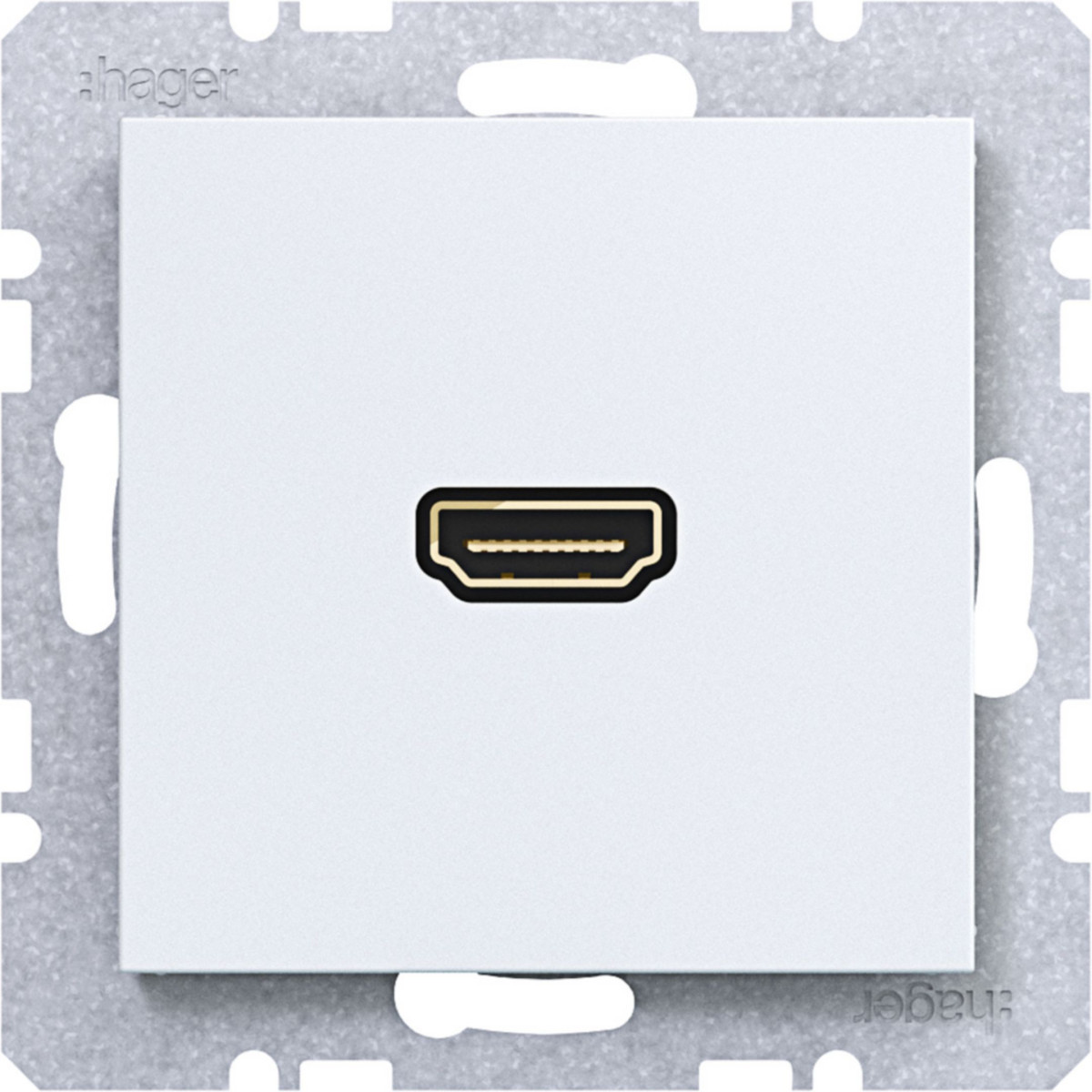 Hager A.x/C.x Hdmi-Contactdoos met 90° stekkeraansluiting, A.X/C.X lichtwit mat