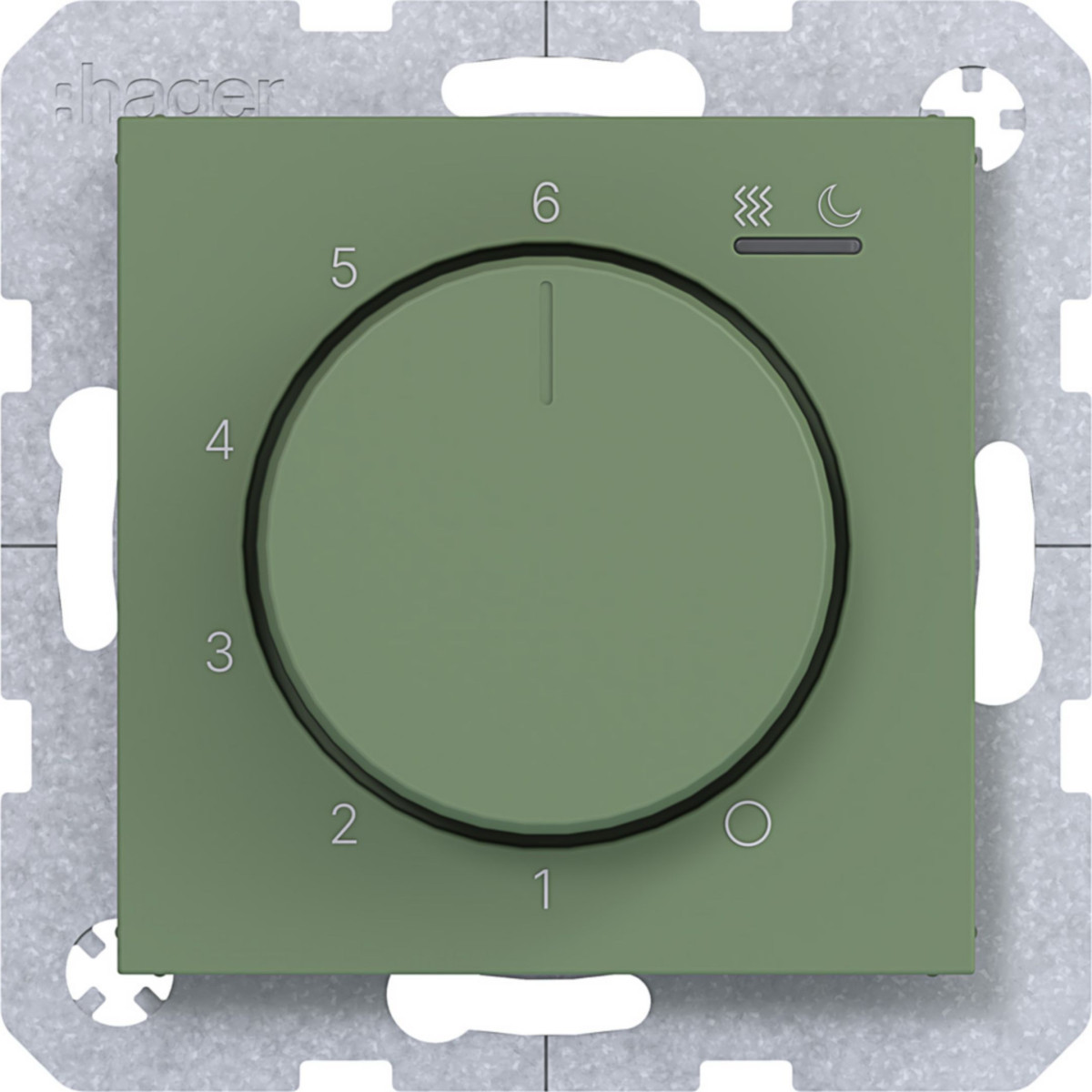 Hager A.x/C.x Kamerthermostaat, 230V/15W verwarming/koeling, A.X/C.X, aloe, mat