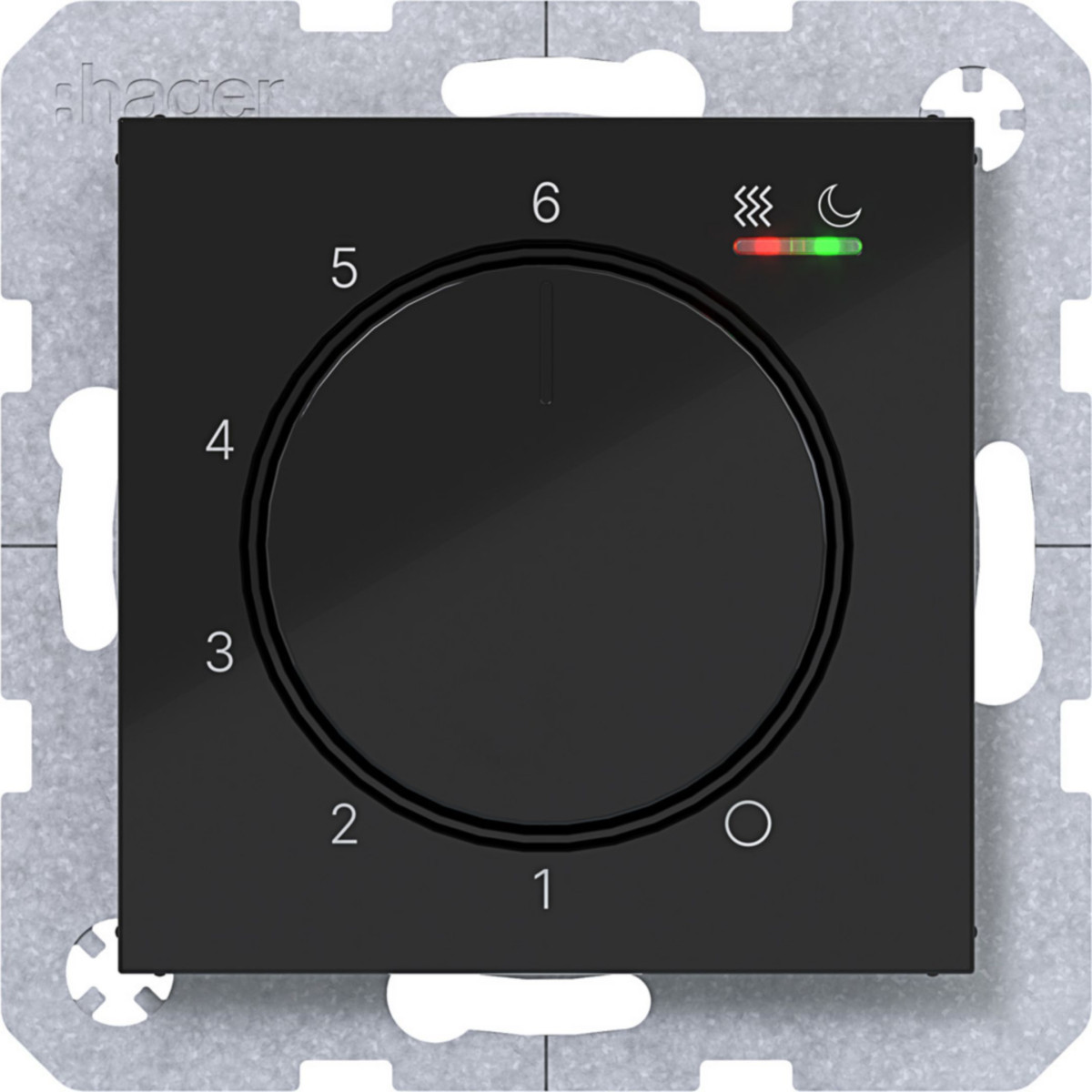 Hager A.x/C.x Kamerthermostaat, verwarming/koeling, A.X/C.X, nachtzwart glanzend