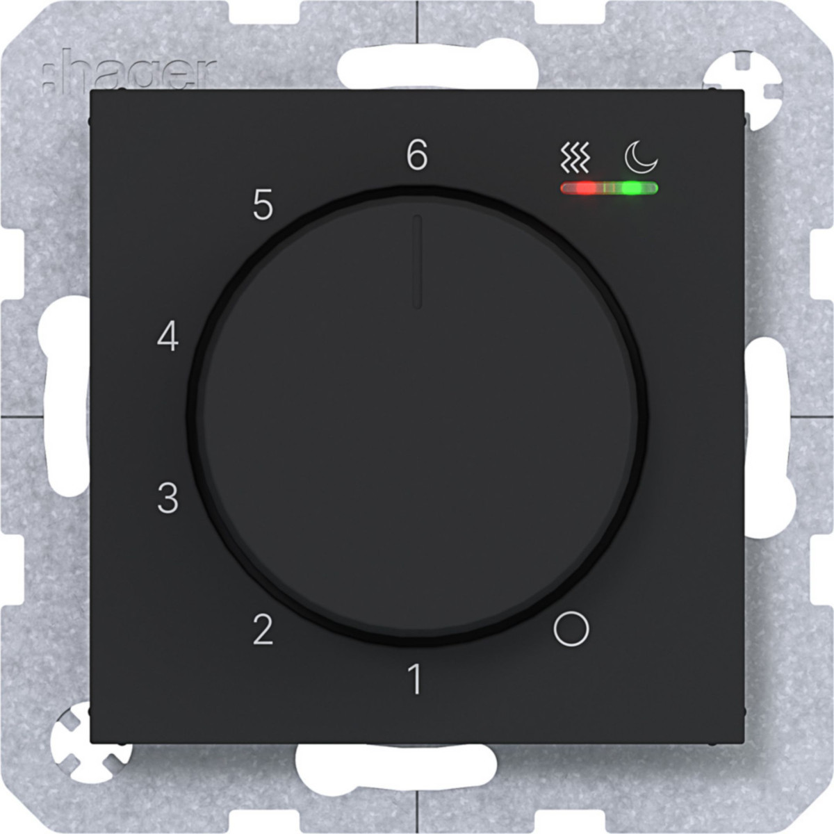 Hager A.x/C.x Kamerthermostaat, verwarming/koeling, A.X/C.X, nachtzwart mat