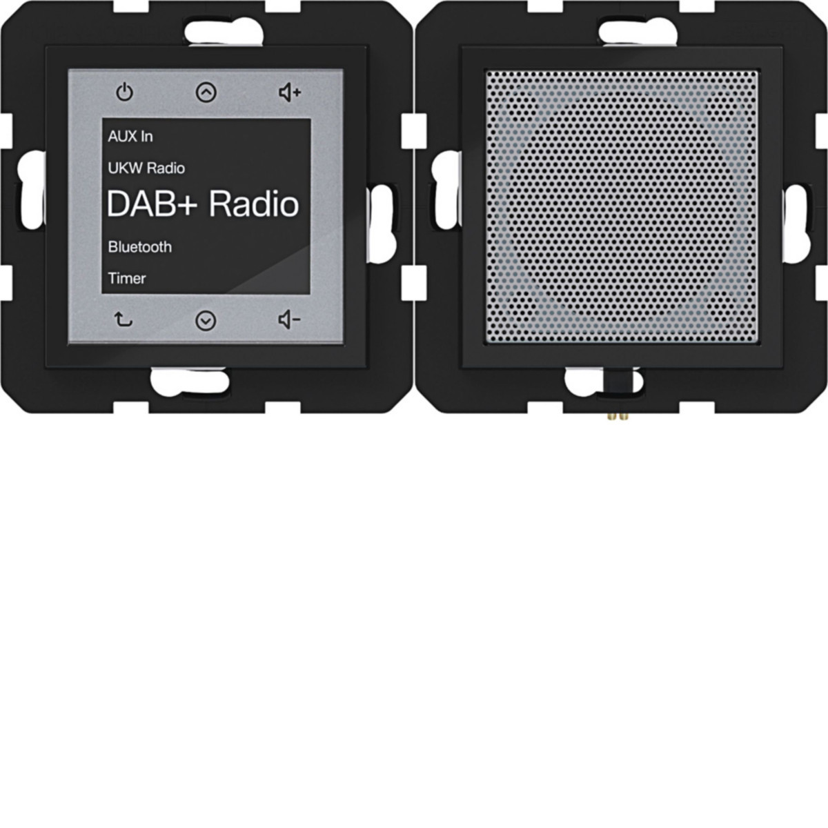 Hager A.x/C.x Radio Touch dab+, bluetooth met luidspreker, A.X/C.X, nachtzwart GLZ.