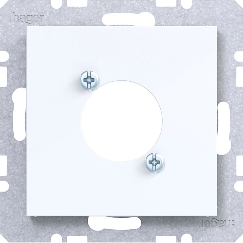 Hager A.x/C.x/S.1/B.x/Q.x/K.x Centr.PL. voor XLR connector D-serie, A.X/C.X/S.1/B.X/Q.X/K.X wit GLZ.