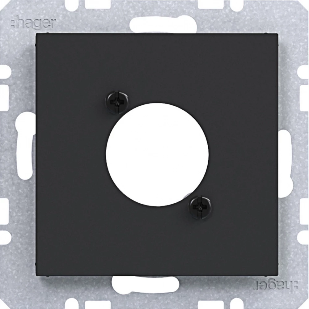 Hager A.x/C.x/S.1/B.x/Q.x/K.x Centr.PL. voor XLR connector D-serie, A.X/C.X/S.1/B.X/Q.X/K.X ZW. mat