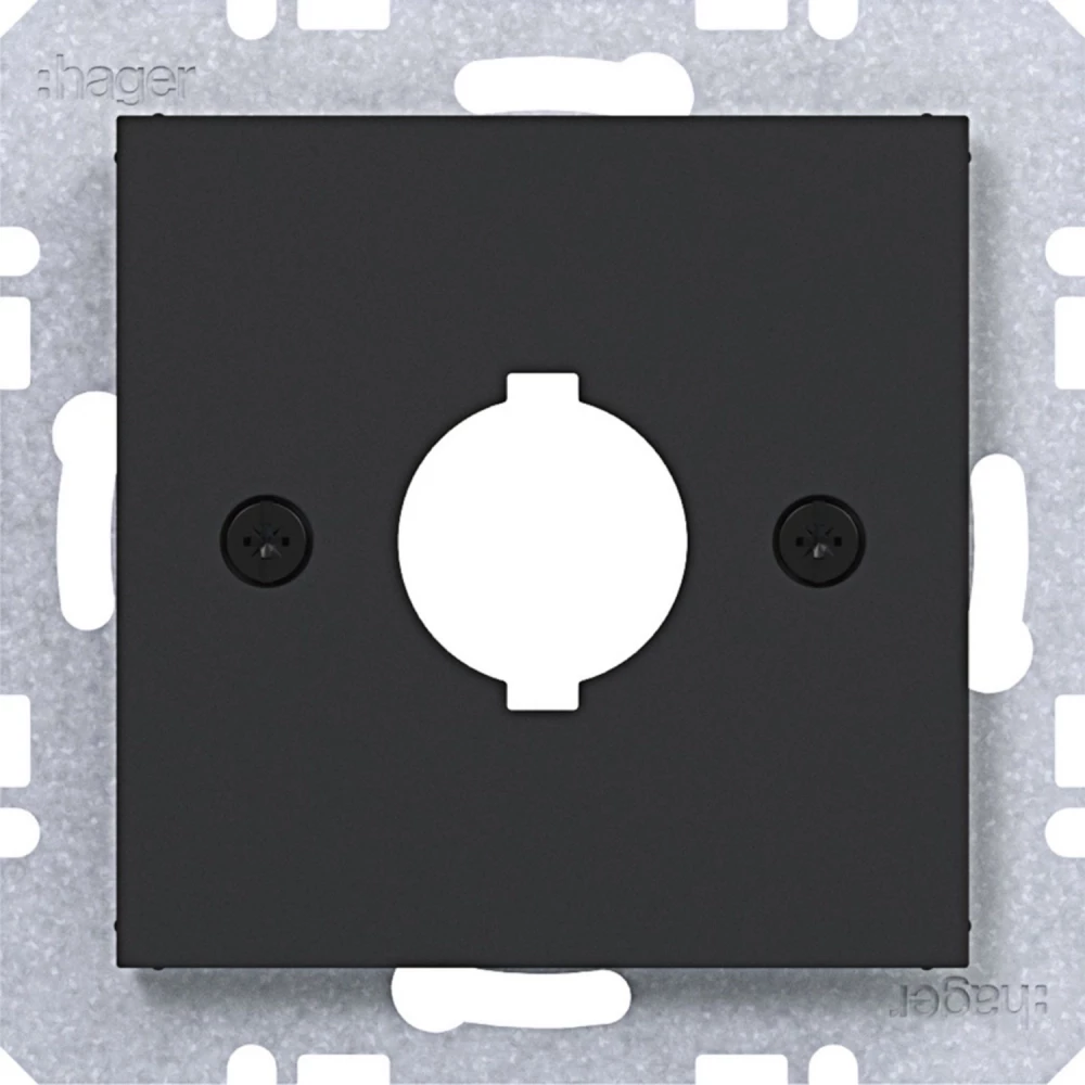 Hager A.x/C.x/S.1/B.x/Q.x/K.x Centraalpl Ø18,8 MM, A.X/C.X/S.1/B.X/Q.X/K.X zwart mat