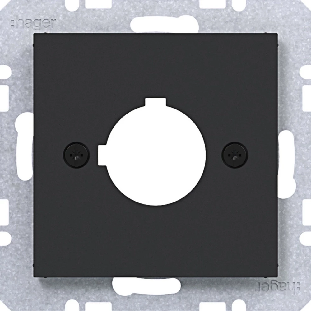 Hager A.x/C.x/S.1/B.x/Q.x/K.x Centraalpl Ø22,5 MM, A.X/C.X/S.1/B.X/Q.X/K.X zwart mat