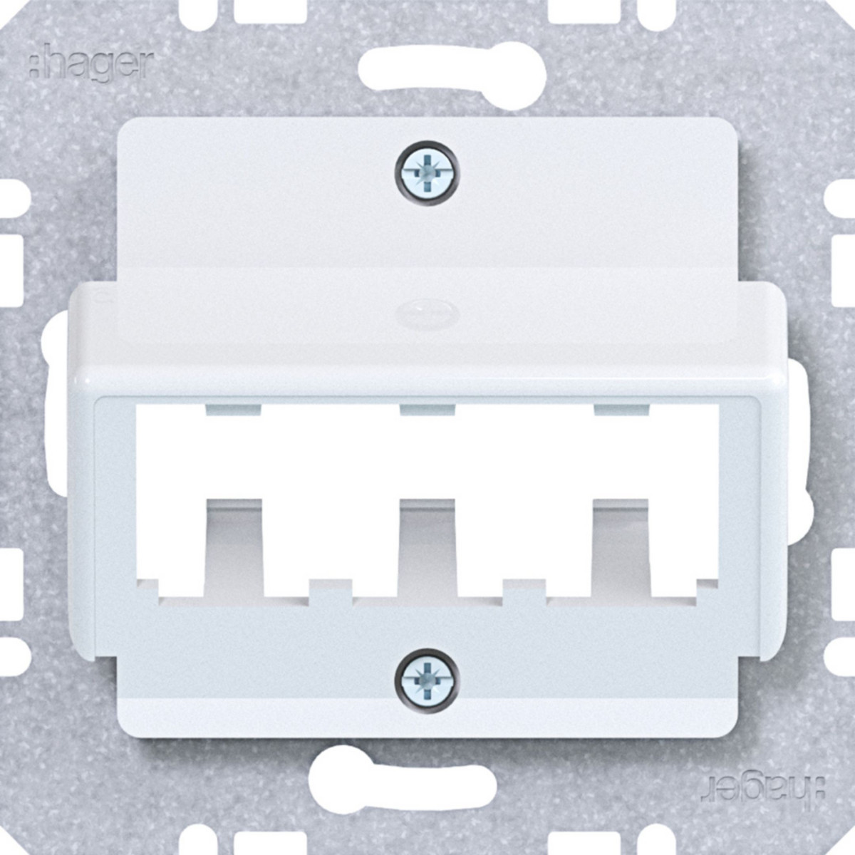 Hager A.x/C.x/S.1/B.x/Q.x/K.x Centraalpl Voor 3 mini-com-modules, A.X/C.X/S.X/B.X/Q.X/K.X, wit GLZ.