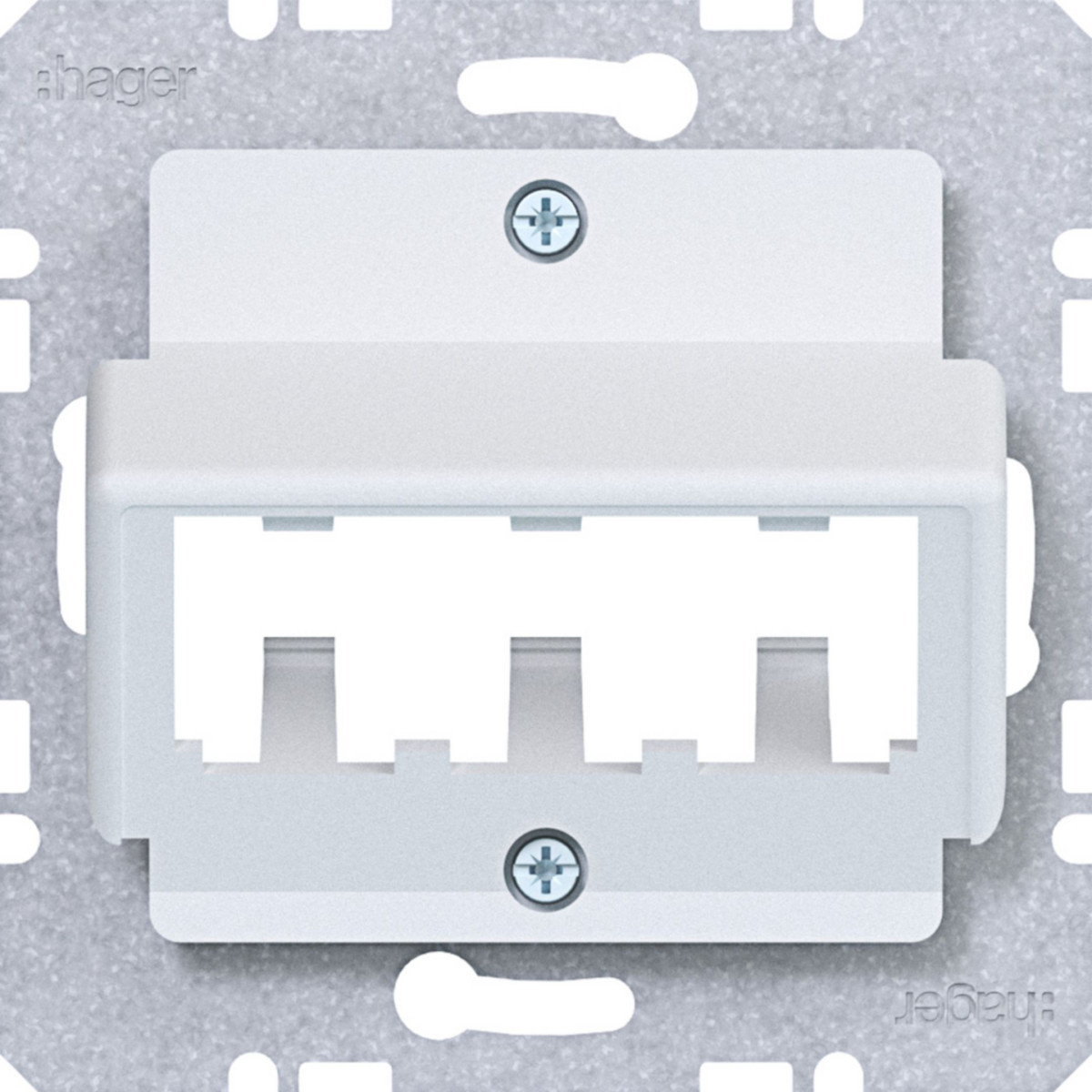 Hager A.x/C.x/S.1/B.x/Q.x/K.x Centraalpl Voor 3 mini-com-modules, A.X/C.X/S.X/B.X/Q.X/K.X, wit mat