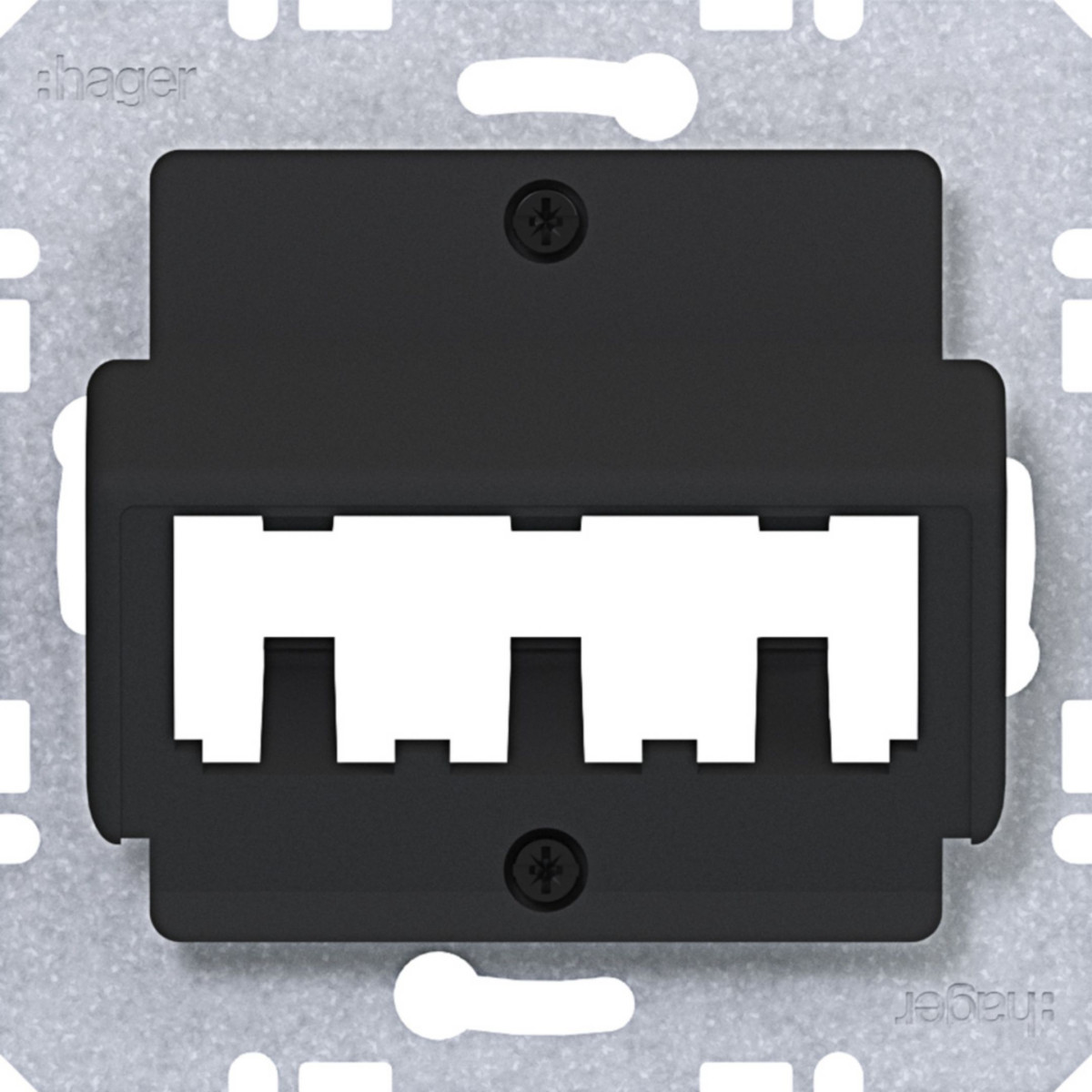 Hager A.x/C.x/S.1/B.x/Q.x/K.x Centraalpl Voor 3 mini-com-modules, A.X/C.X/S.X/B.X/Q.X/K.X, zwart mat