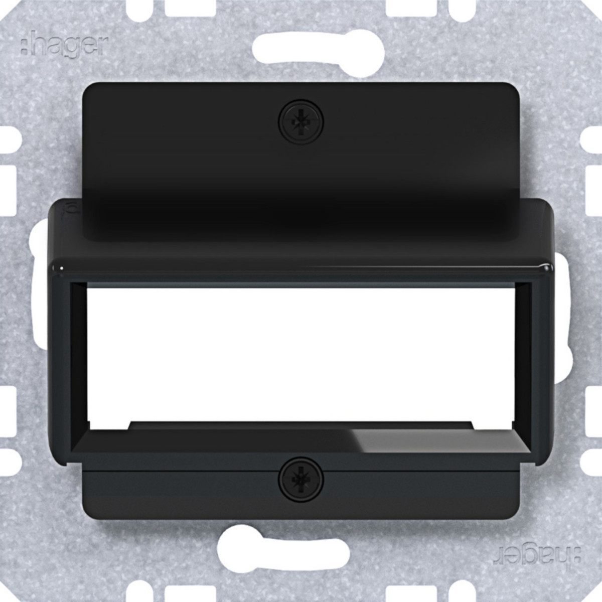 Hager A.x/C.x/S.1/B.x/Q.x/K.x Centraalpl Voor RDM enkele module, A.X/C.X/S.X/B.X/Q.X/K.X zwart GLZ.