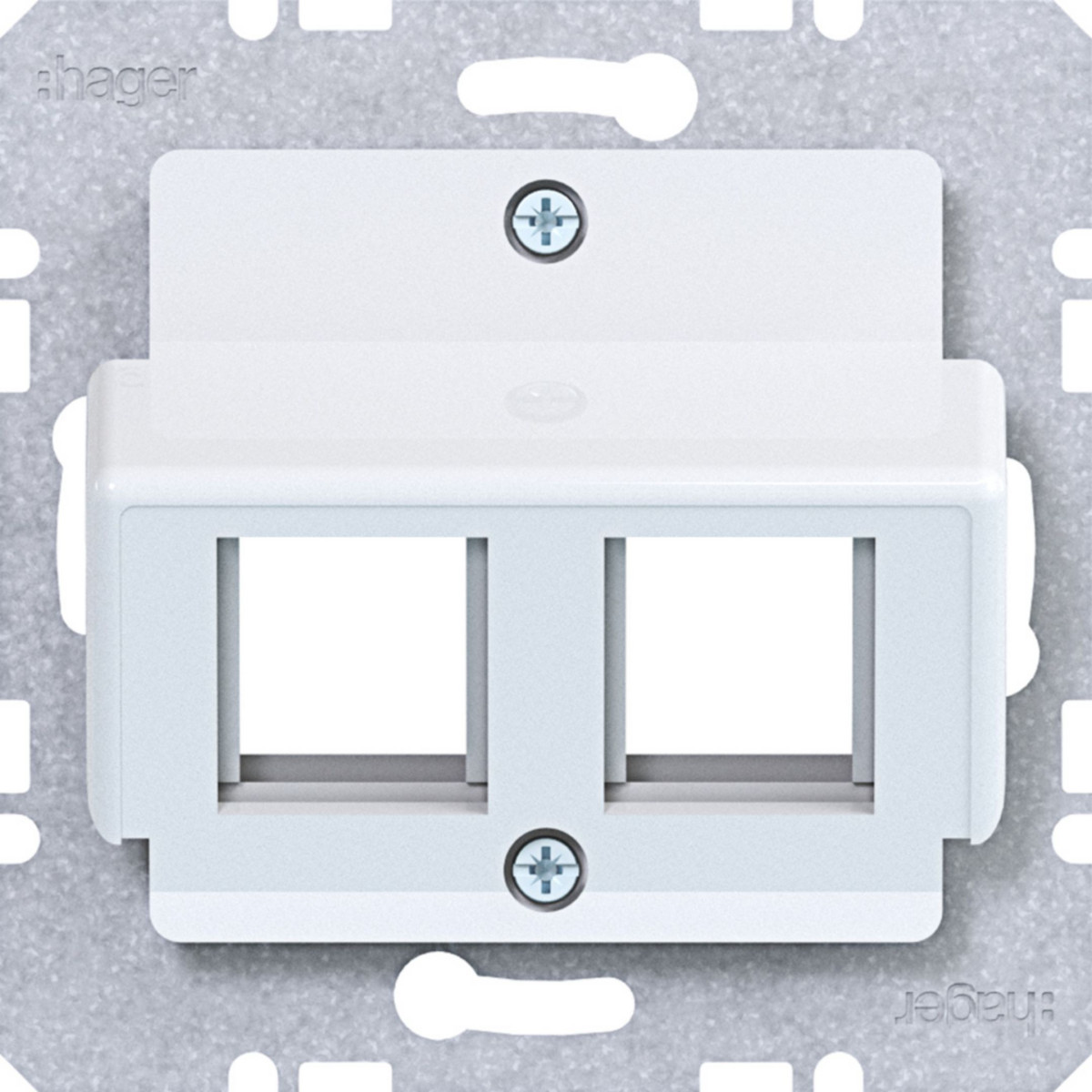 Hager A.x/C.x/S.1/B.x/Q.x/K.x Centraalplaat 2-V, amp connectors, A.X/C.X/S.X/B.X/Q.X/K.X wit GL.