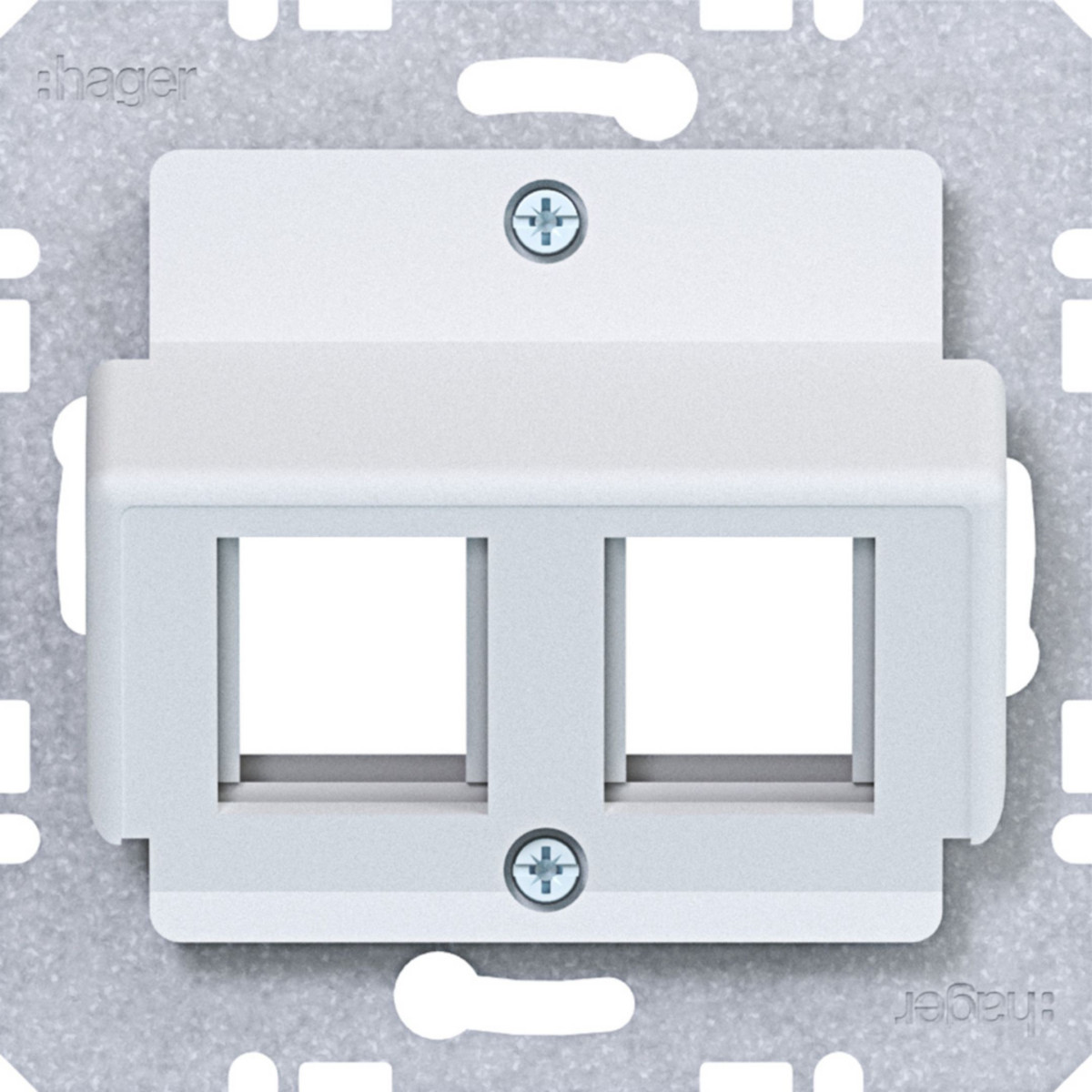 Hager A.x/C.x/S.1/B.x/Q.x/K.x Centraalplaat 2-V, amp connectors, A.X/C.X/S.X/B.X/Q.X/K.X wit mat