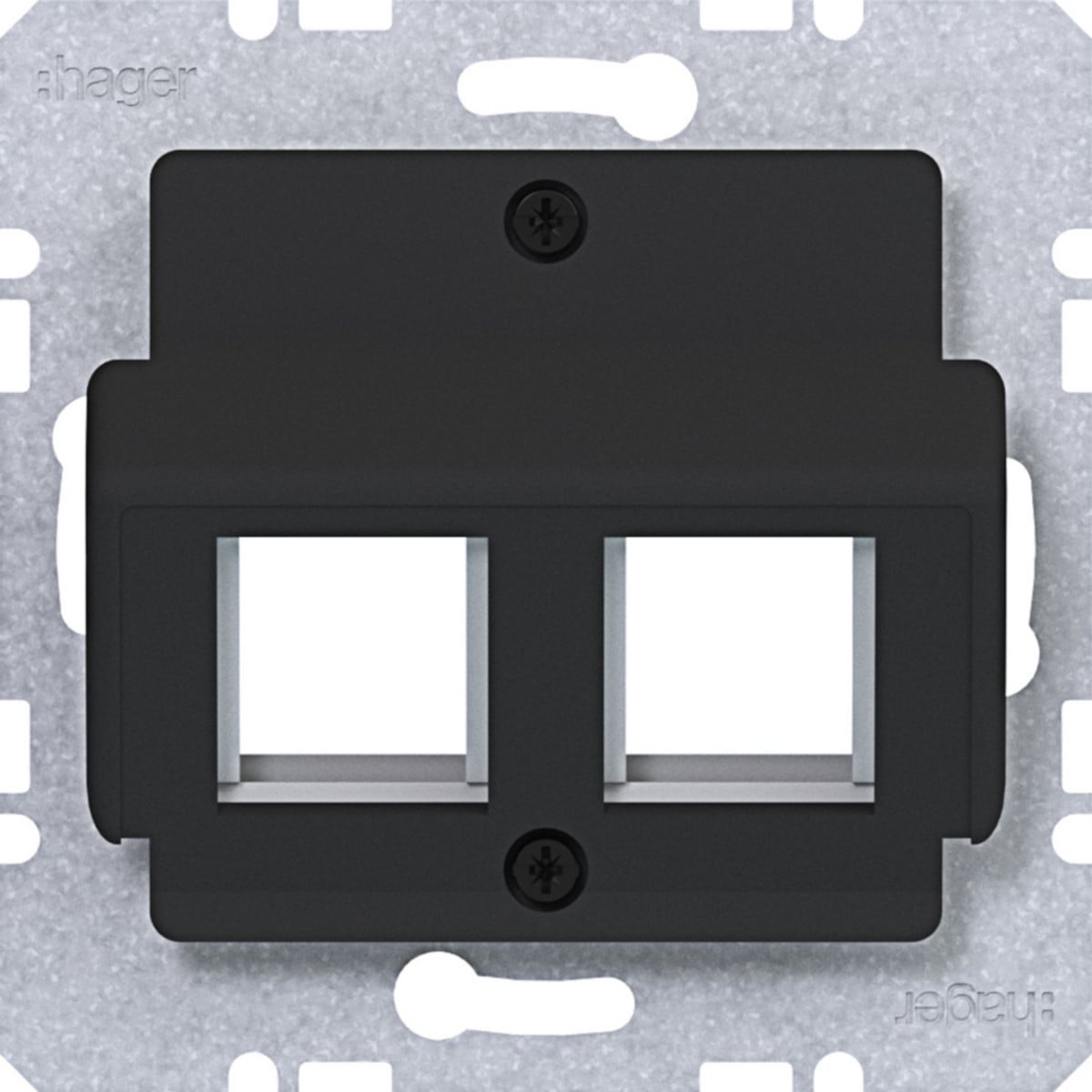 Hager A.x/C.x/S.1/B.x/Q.x/K.x Centraalplaat 2-V, amp connectors, A.X/C.X/S.X/B.X/Q.X/K.X zwart mat