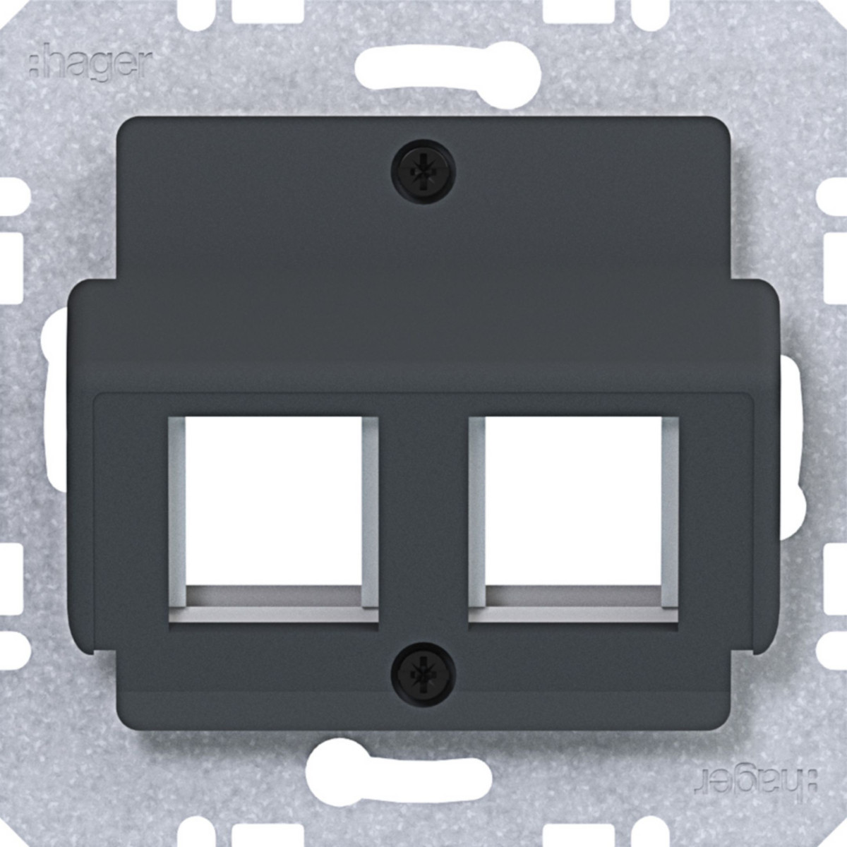 Hager A.x/C.x/S.1/B.x/Q.x/K.x Centraalplaat 2-voudig, amp connectors, A.X/C.X/S.X/B.X/Q.X/K.X antr.