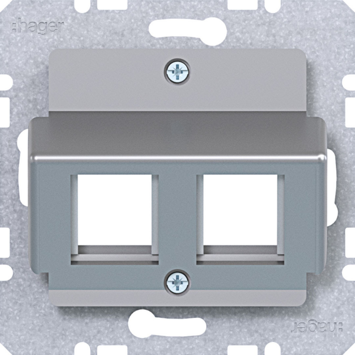 Hager A.x/C.x/S.1/B.x/Q.x/K.x Centraalplaat 2-voudig, amp connectors, A.X/C.X/S.X/B.X/Q.X/K.X titaan