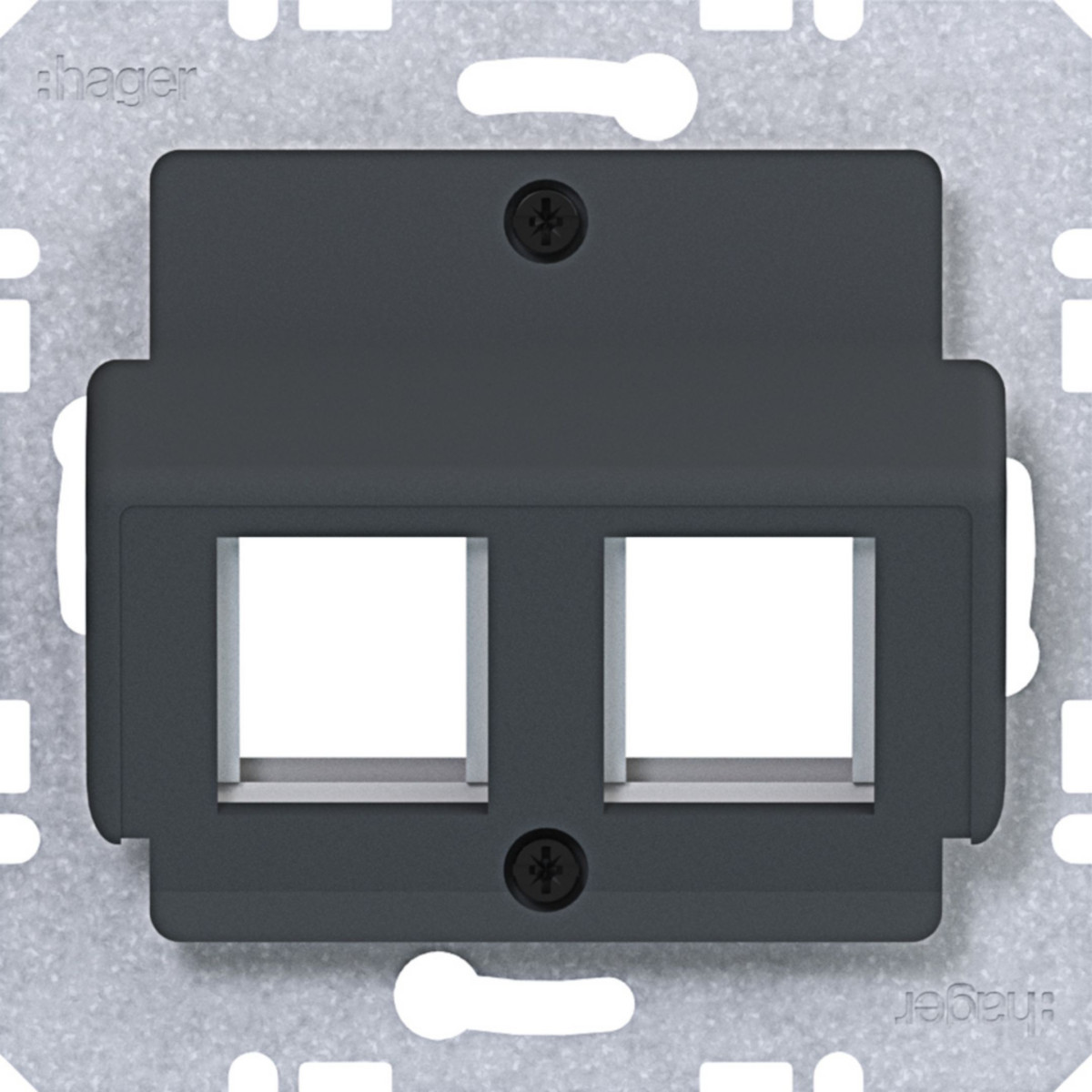 Hager A.x/C.x/S.1/B.x/Q.x/K.x Centraalplaat 2-voudig, krone, A.X/C.X/S.X/B.X/Q.X/K.X antraciet