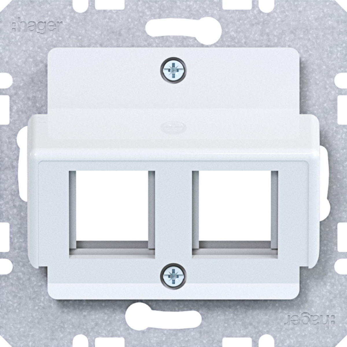 Hager A.x/C.x/S.1/B.x/Q.x/K.x Centraalplaat 2-voudig, krone, A.X/C.X/S.X/B.X/Q.X/K.X lichtwit GLZ.