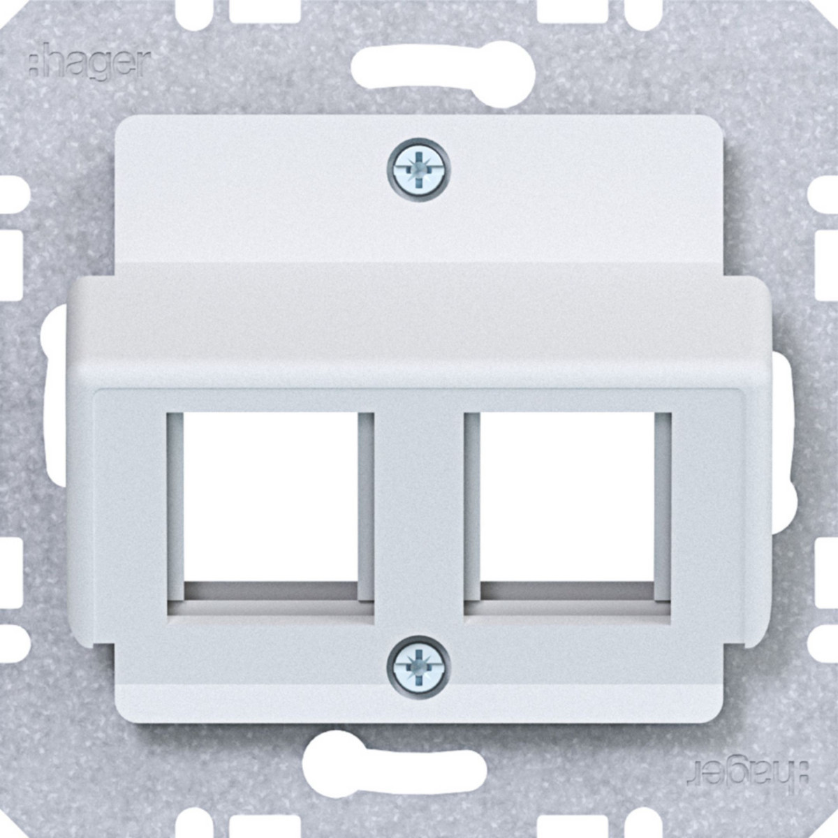 Hager A.x/C.x/S.1/B.x/Q.x/K.x Centraalplaat 2-voudig, krone, A.X/C.X/S.X/B.X/Q.X/K.X lichtwit mat