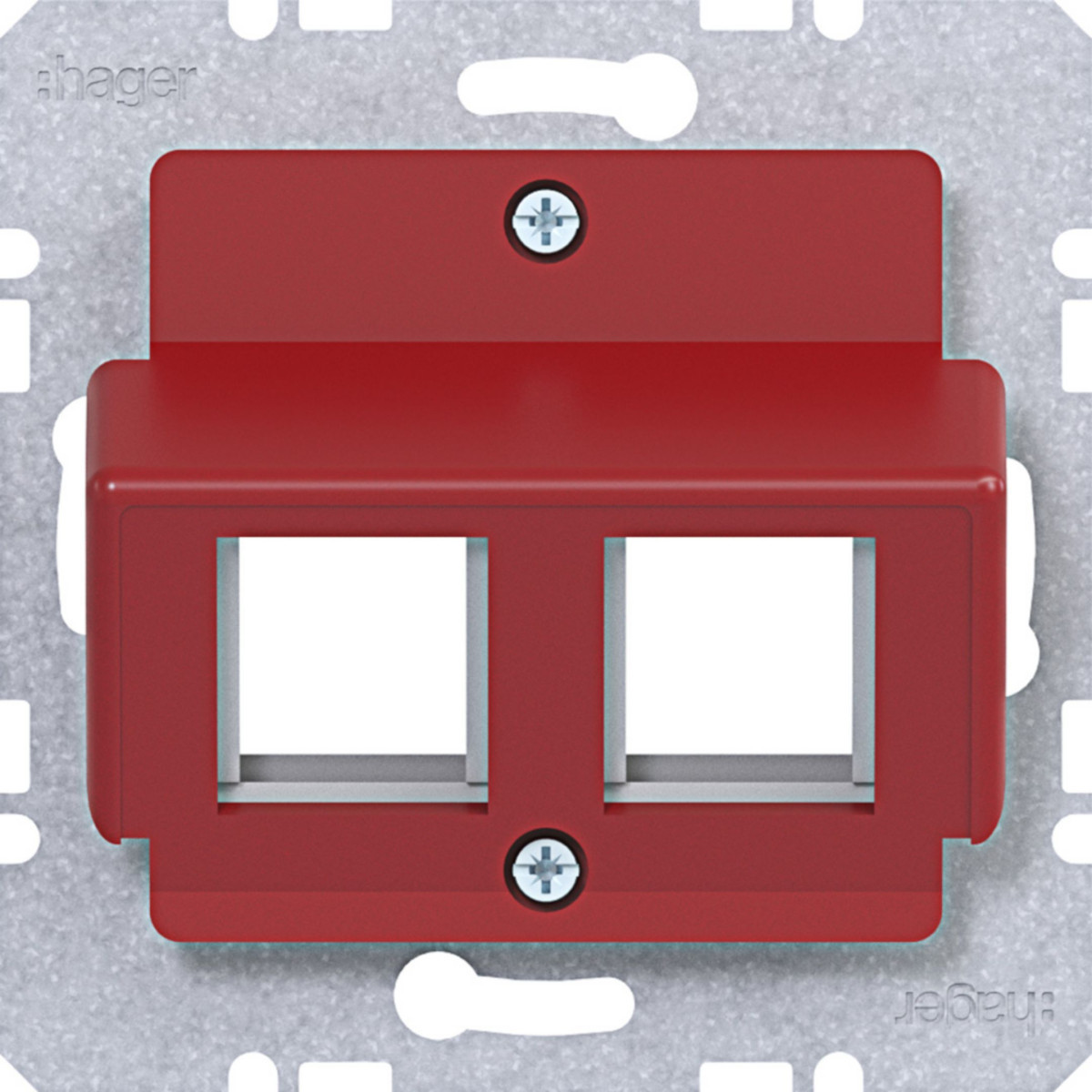 Hager A.x/C.x/S.1/B.x/Q.x/K.x Centraalplaat 2-voudig, krone, A.X/C.X/S.X/B.X/Q.X/K.X rood