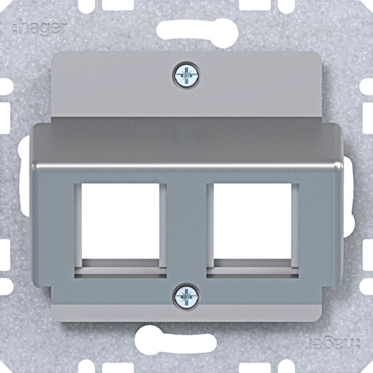 Hager A.x/C.x/S.1/B.x/Q.x/K.x Centraalplaat 2-voudig, krone, A.X/C.X/S.X/B.X/Q.X/K.X titaan