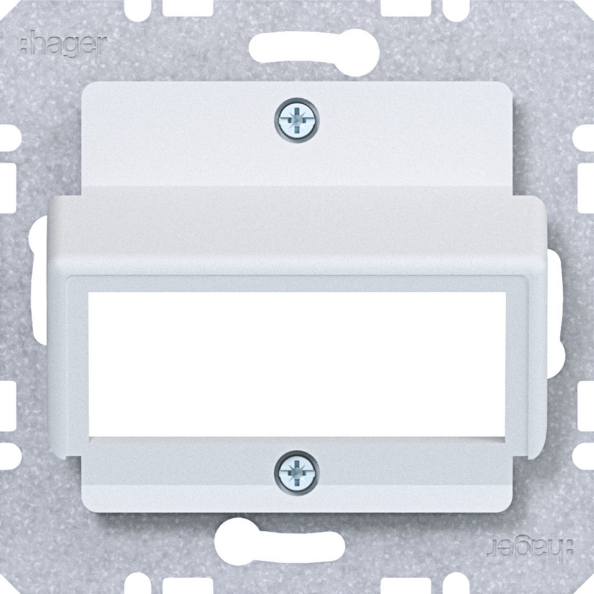 Hager A.x/C.x/S.1/B.x/Q.x/K.x Centraalplaat Voor RDM dubbele module, A.X/C.X/S.X/B.X/Q.X/K.X wit mat