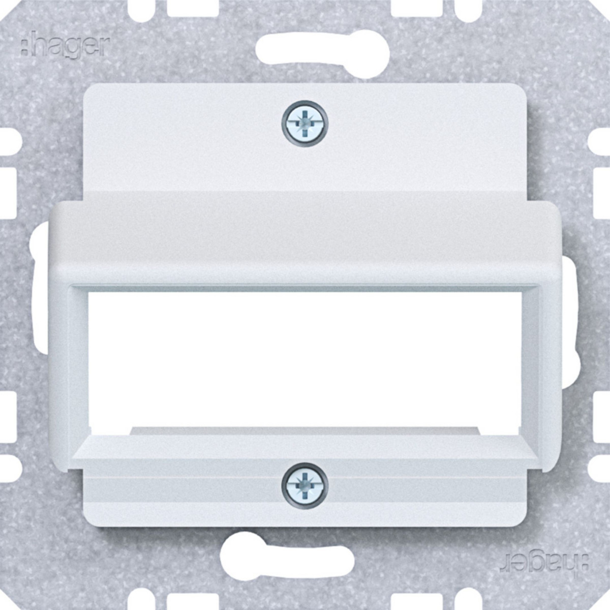 Hager A.x/C.x/S.1/B.x/Q.x/K.x Centraalplaat Voor RDM enkele module, A.X/C.X/S.X/B.X/Q.X/K.X wit mat