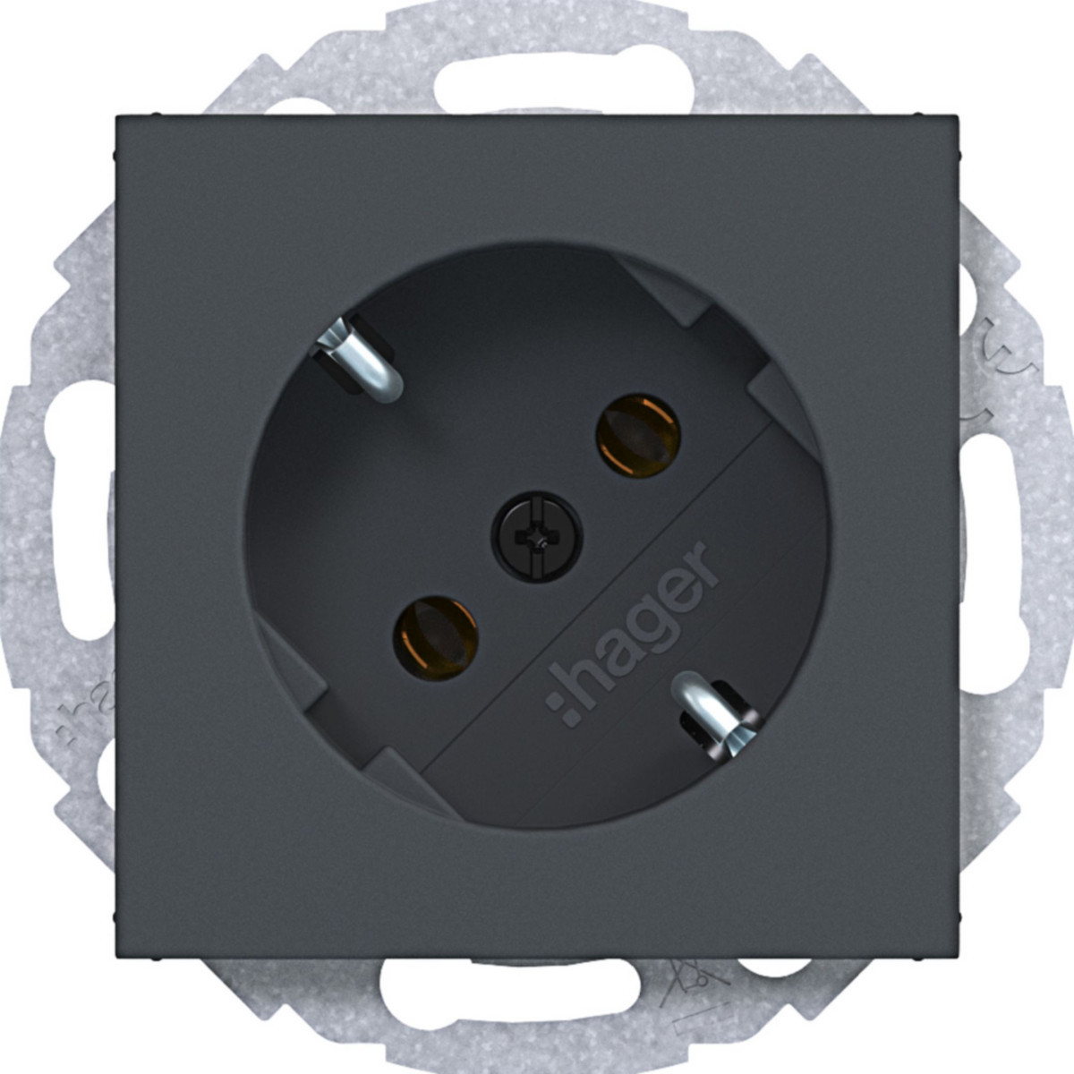 Hager A.x/C.x Schuko-Wandcontactdoos 45°, steekkl., A.X/C.X, antraciet