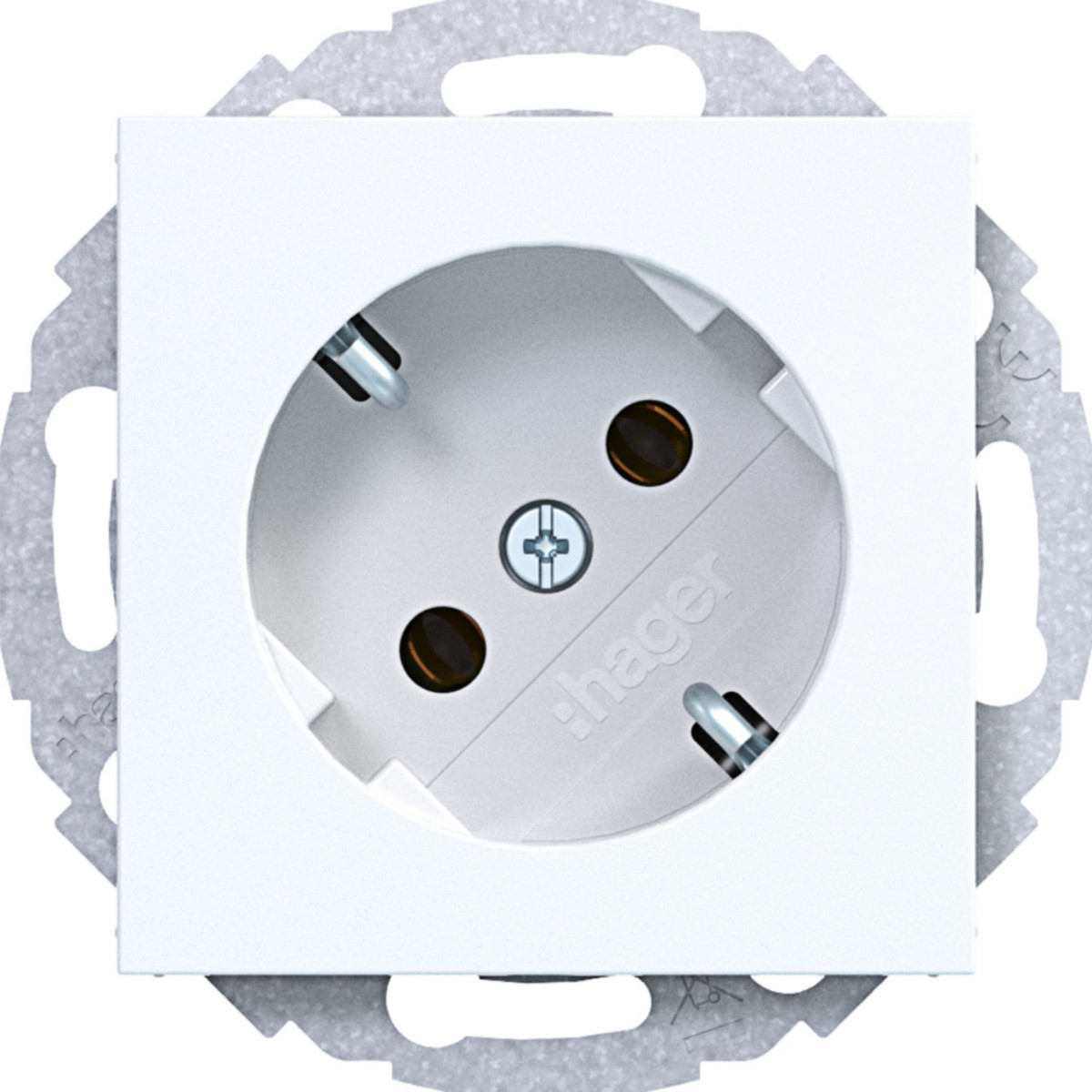 Hager A.x/C.x Schuko-Wandcontactdoos 45°, steekkl., A.X/C.X, lichtwit glanzend