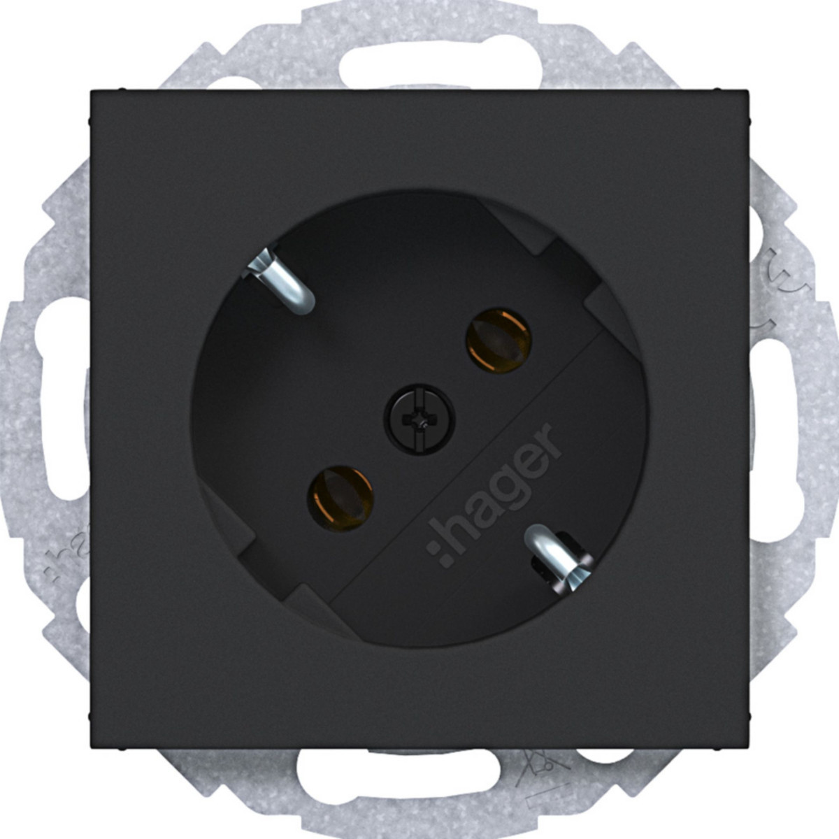 Hager A.x/C.x Schuko-Wandcontactdoos 45°, steekkl., A.X/C.X, nachtzwart mat